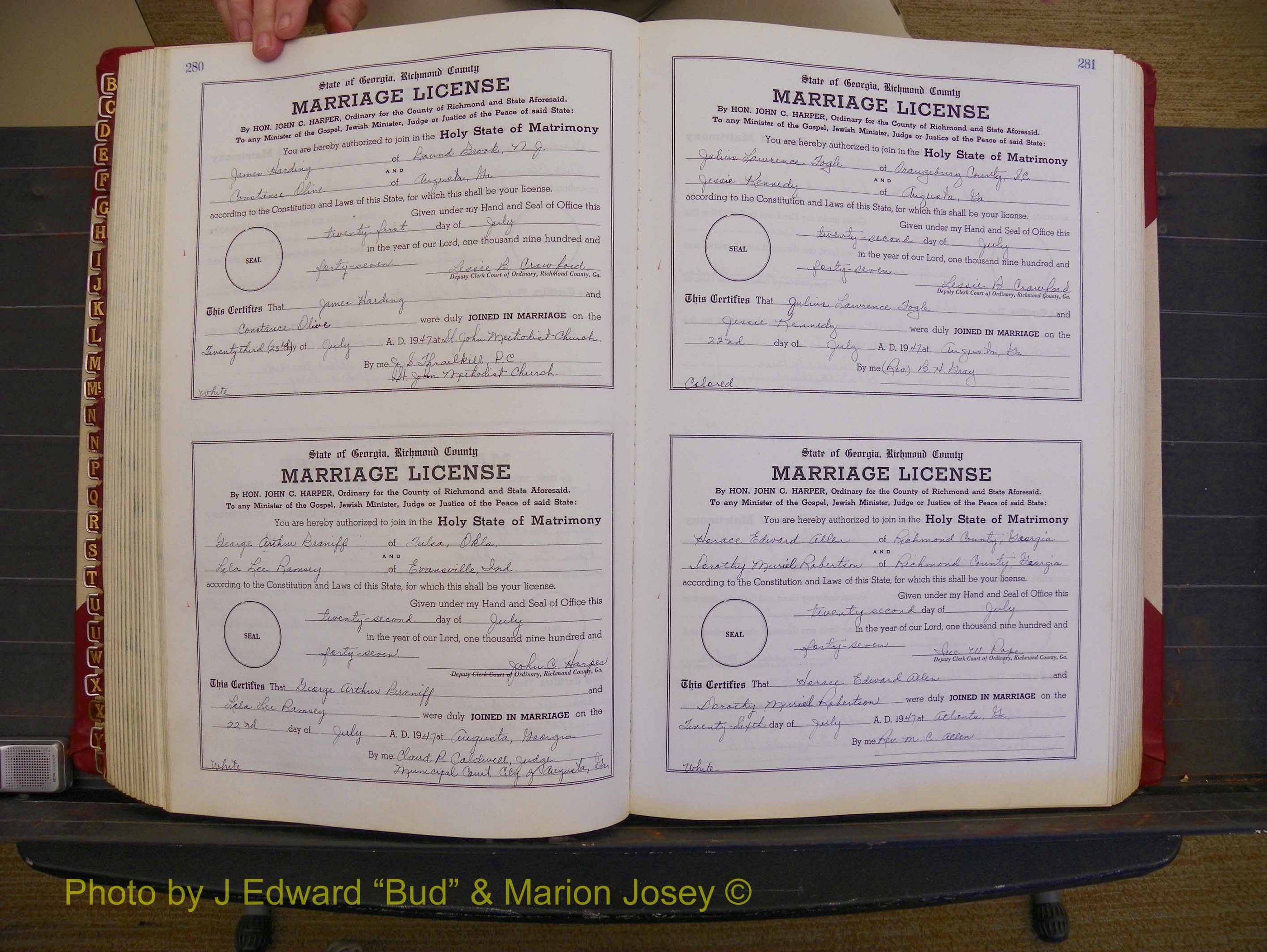 Richmond Marriages, Book XX, 1946-1948 P 280-281.JPG