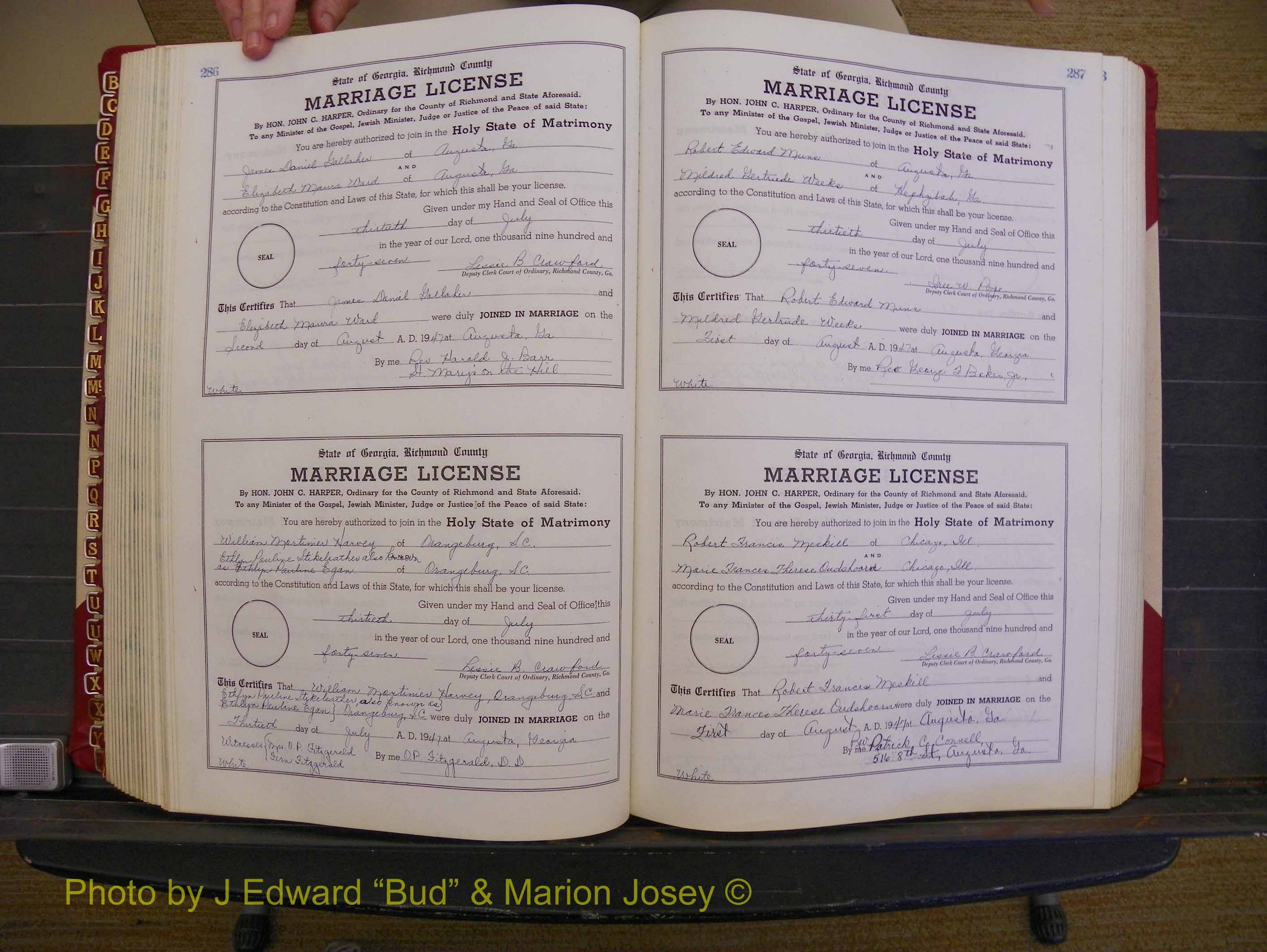 Richmond Marriages, Book XX, 1946-1948 P 286-287.JPG