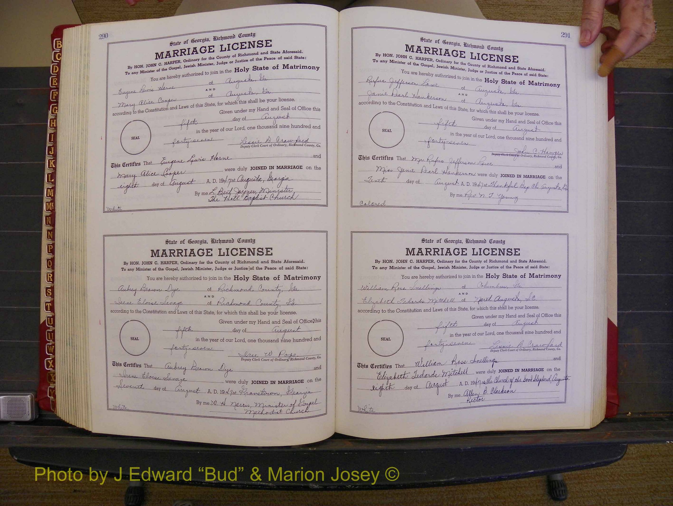 Richmond Marriages, Book XX, 1946-1948 P 290-291.JPG