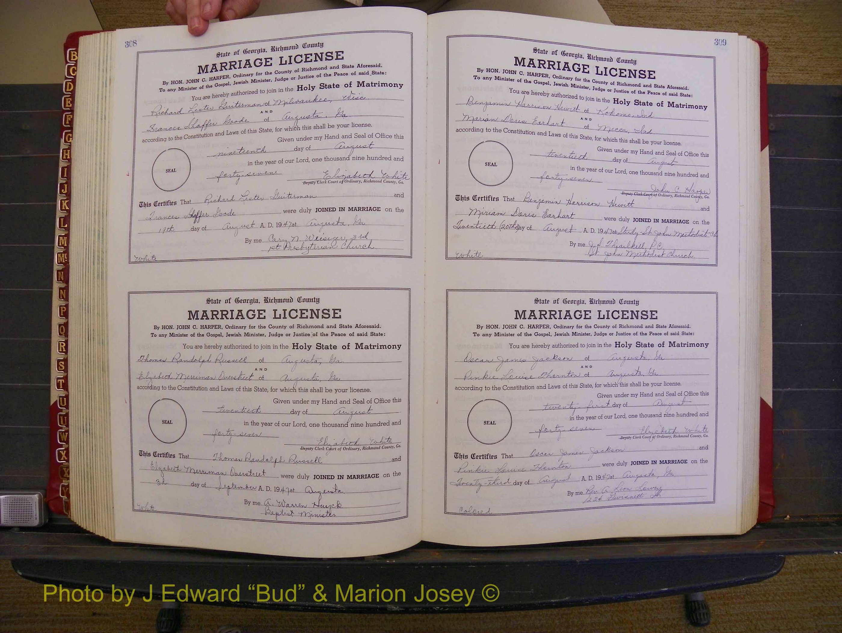 Richmond Marriages, Book XX, 1946-1948 P 308-309.JPG