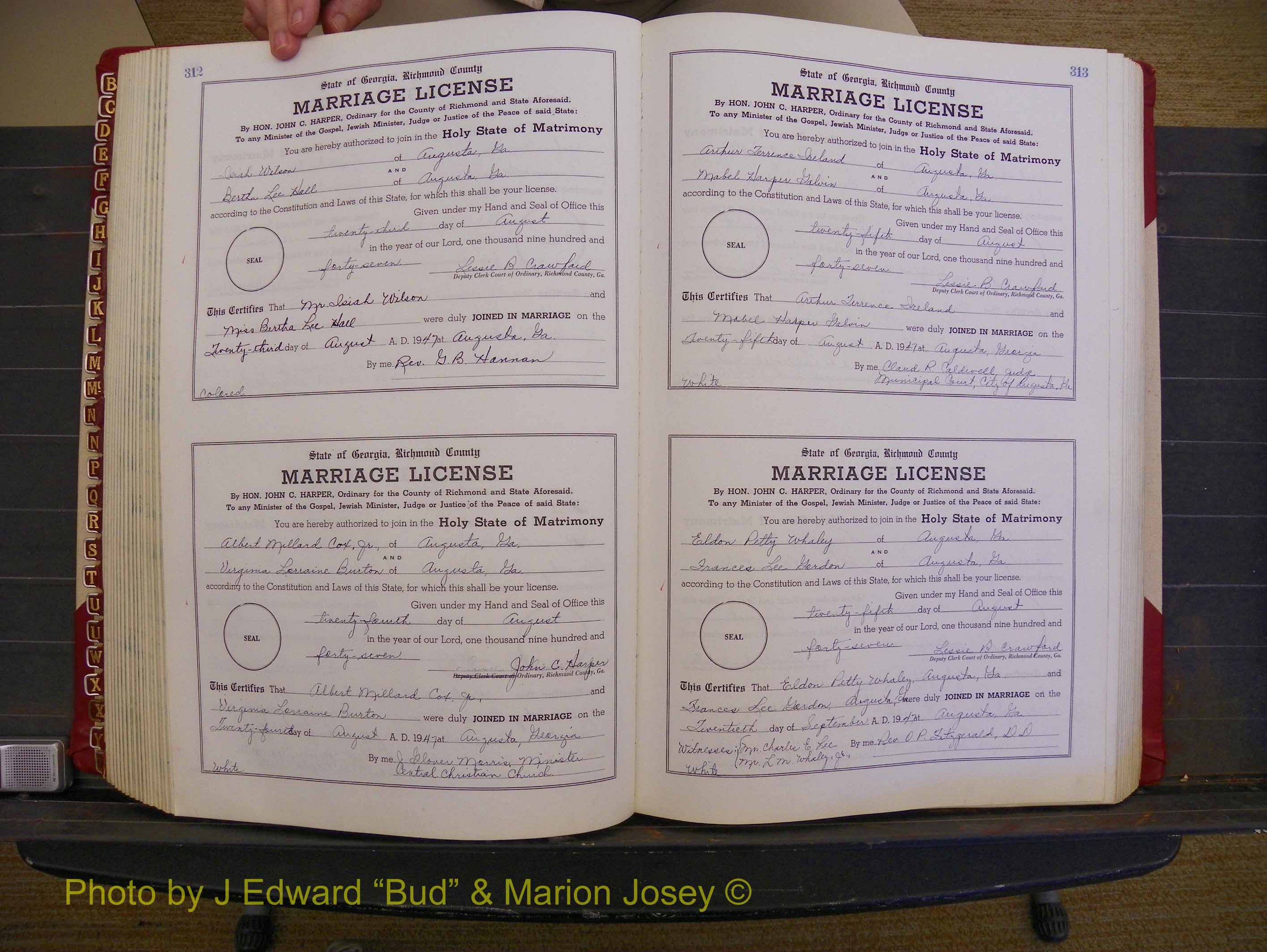 Richmond Marriages, Book XX, 1946-1948 P 312-313.JPG