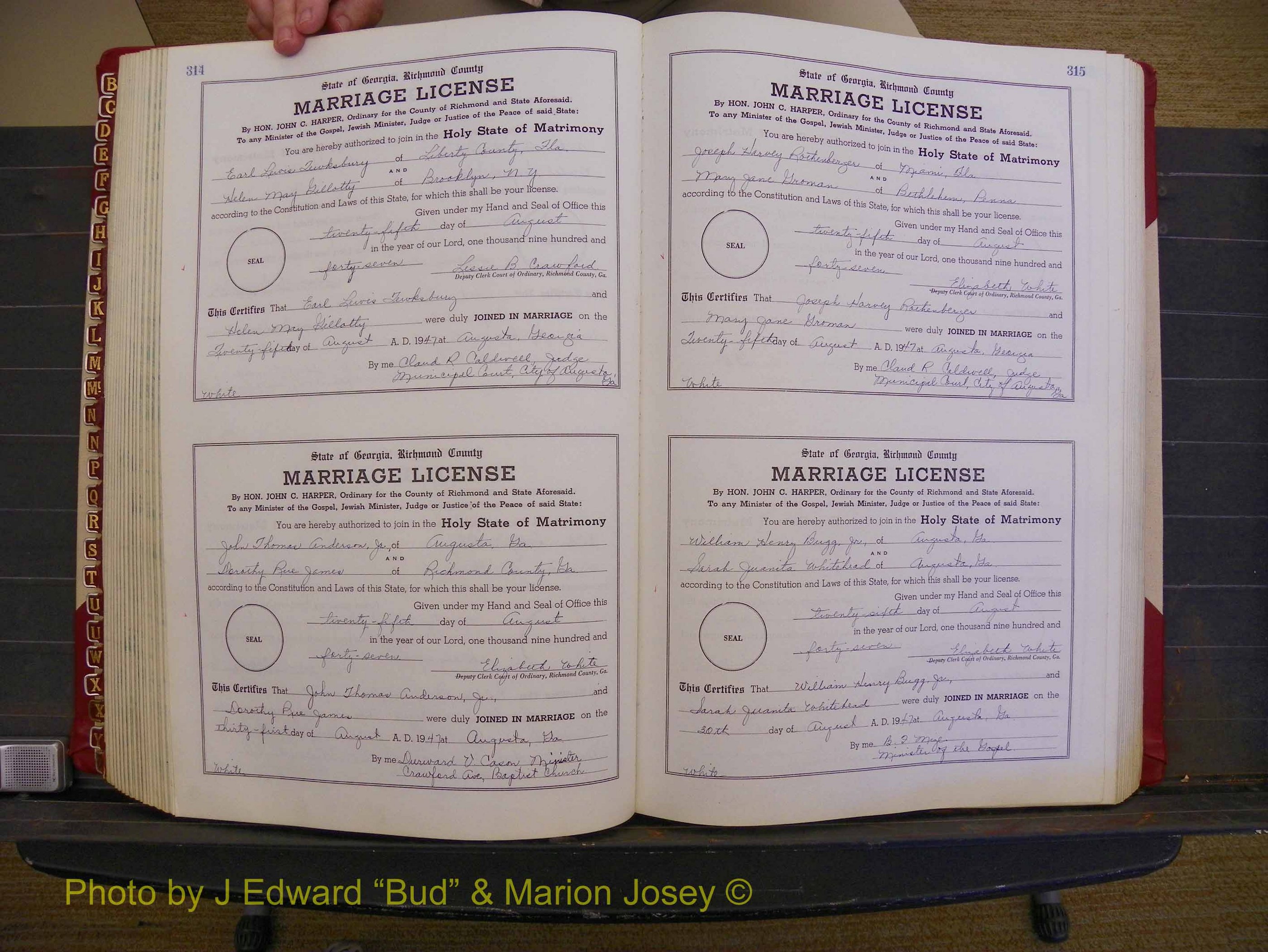 Richmond Marriages, Book XX, 1946-1948 P 314-315.JPG