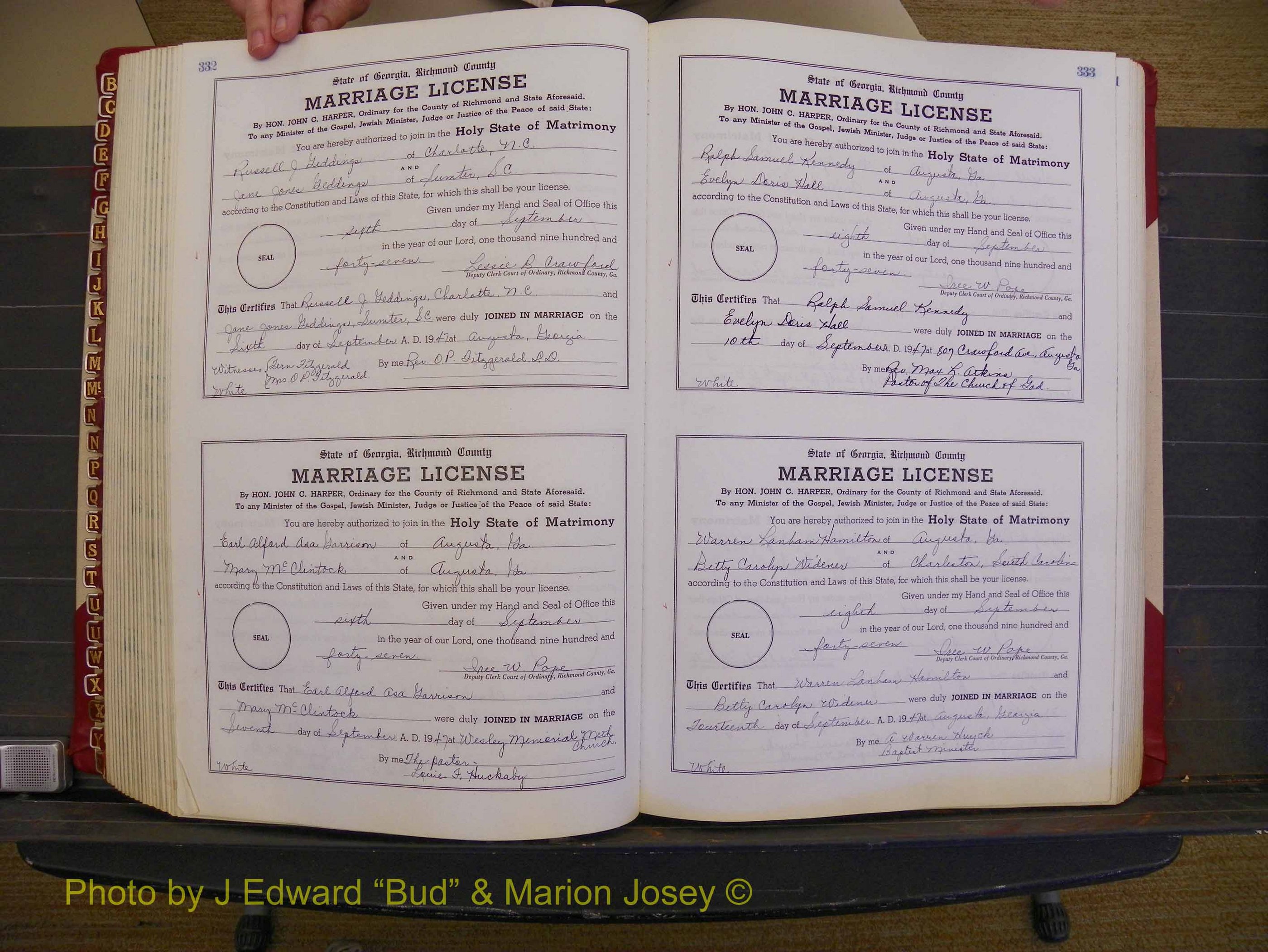 Richmond Marriages, Book XX, 1946-1948 P 332-333.JPG