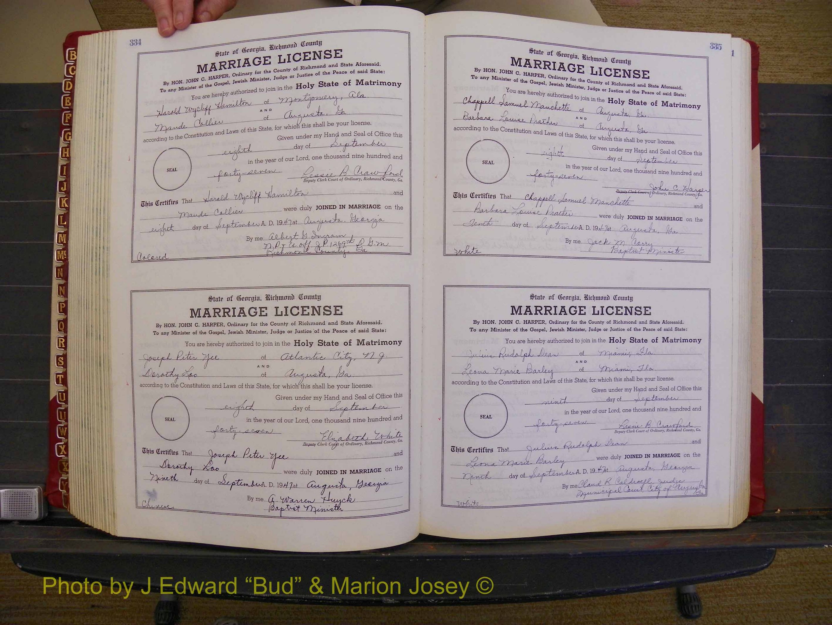 Richmond Marriages, Book XX, 1946-1948 P 334-335.JPG