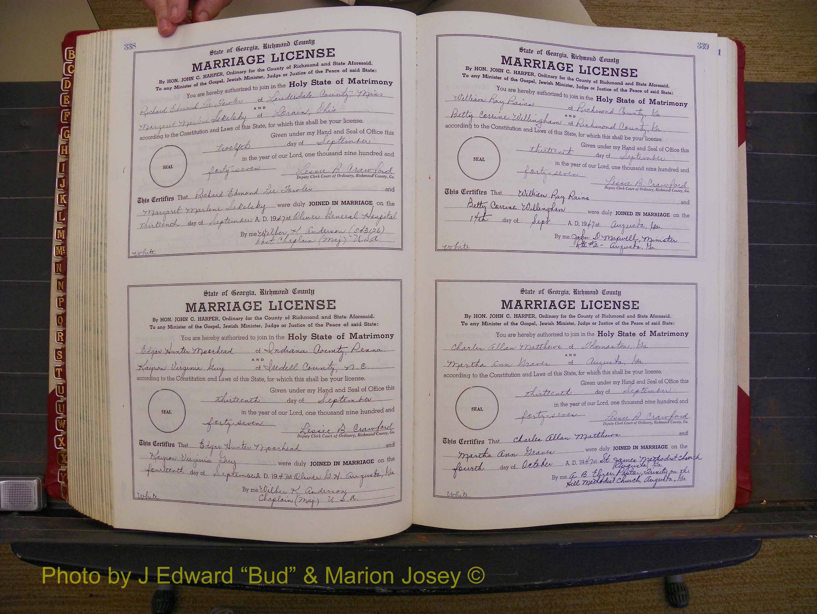 Richmond Marriages, Book XX, 1946-1948 P 338-339.JPG