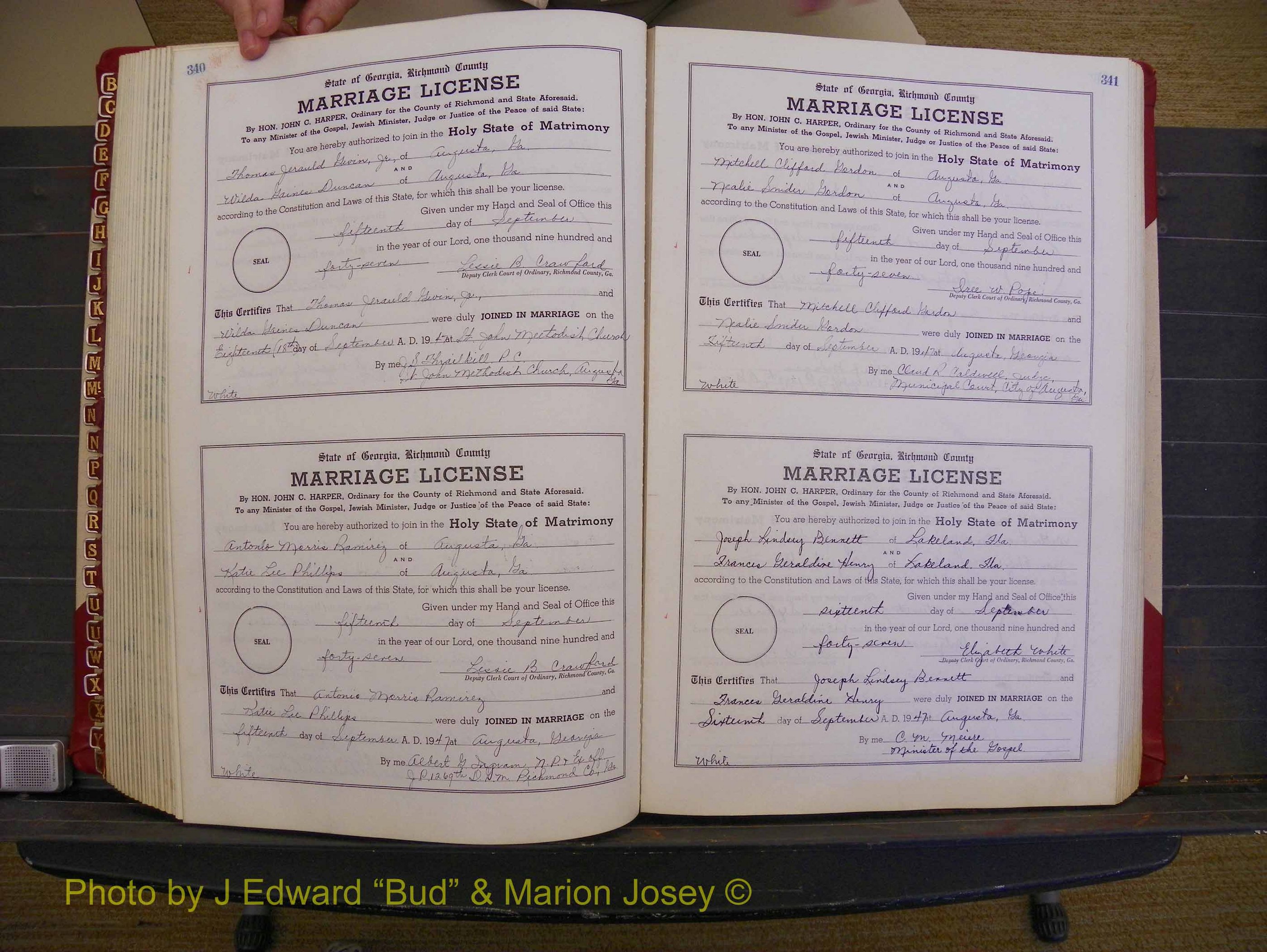 Richmond Marriages, Book XX, 1946-1948 P 340-341.JPG