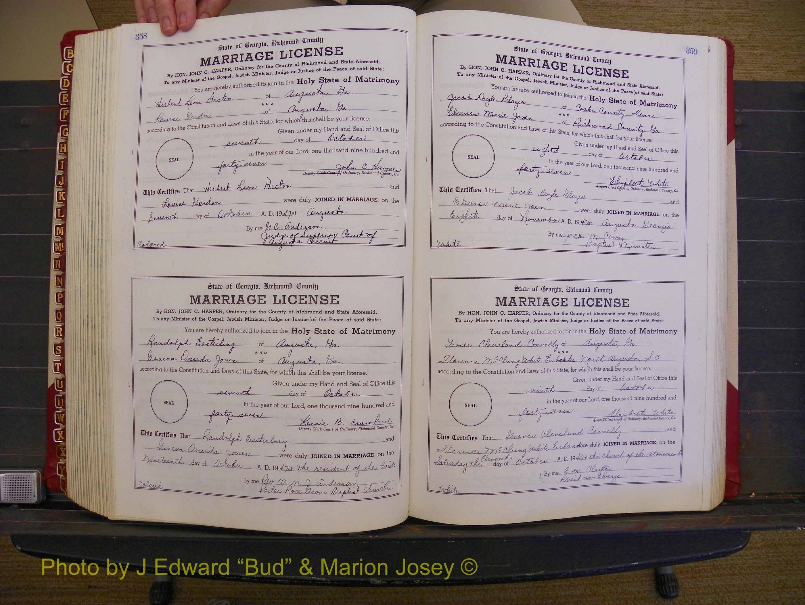 Richmond Marriages, Book XX, 1946-1948 P 358-359.JPG