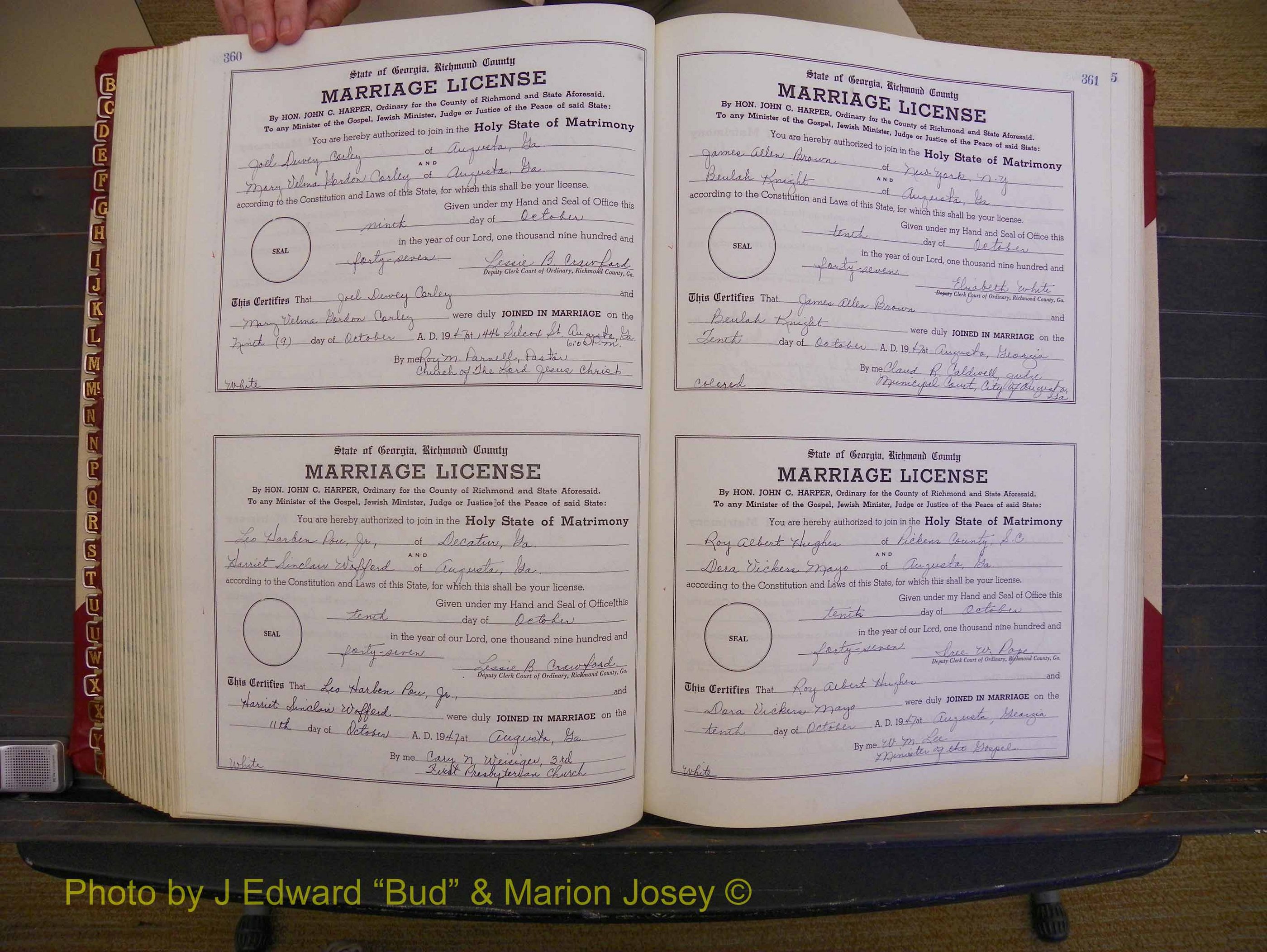 Richmond Marriages, Book XX, 1946-1948 P 360-361.JPG