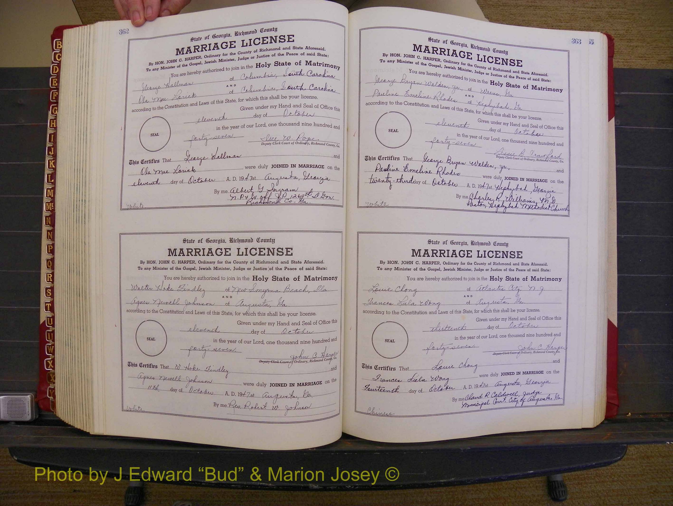 Richmond Marriages, Book XX, 1946-1948 P 362-363.JPG