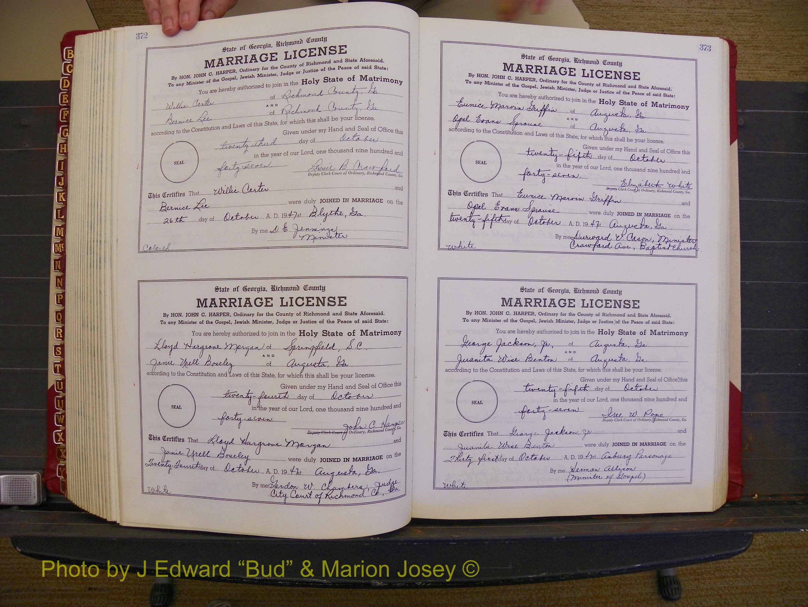 Richmond Marriages, Book XX, 1946-1948 P 372-373.JPG