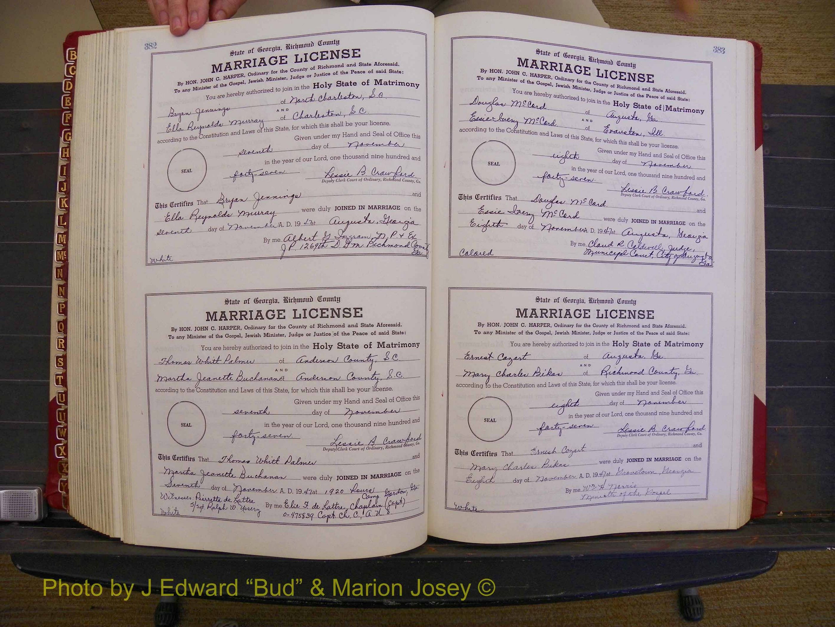 Richmond Marriages, Book XX, 1946-1948 P 382-383.JPG