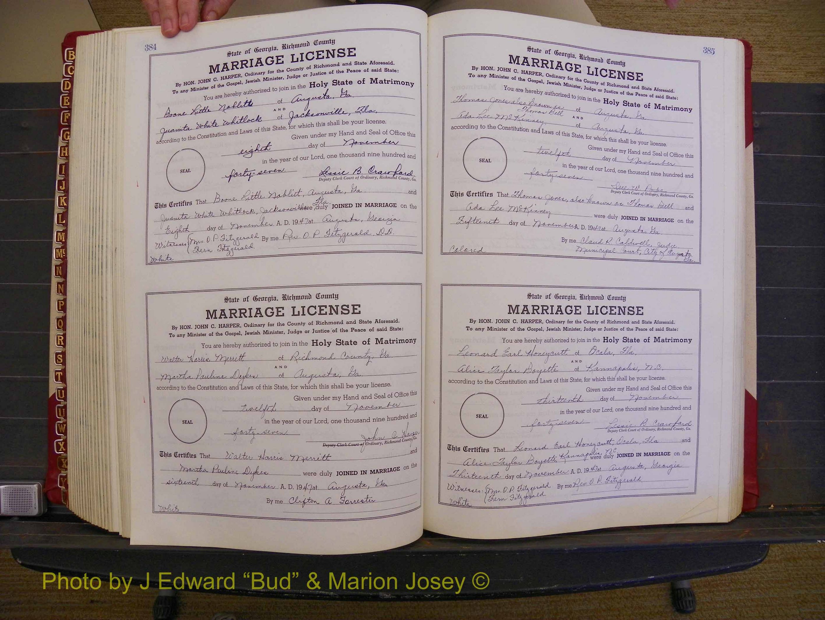 Richmond Marriages, Book XX, 1946-1948 P 384-385.JPG