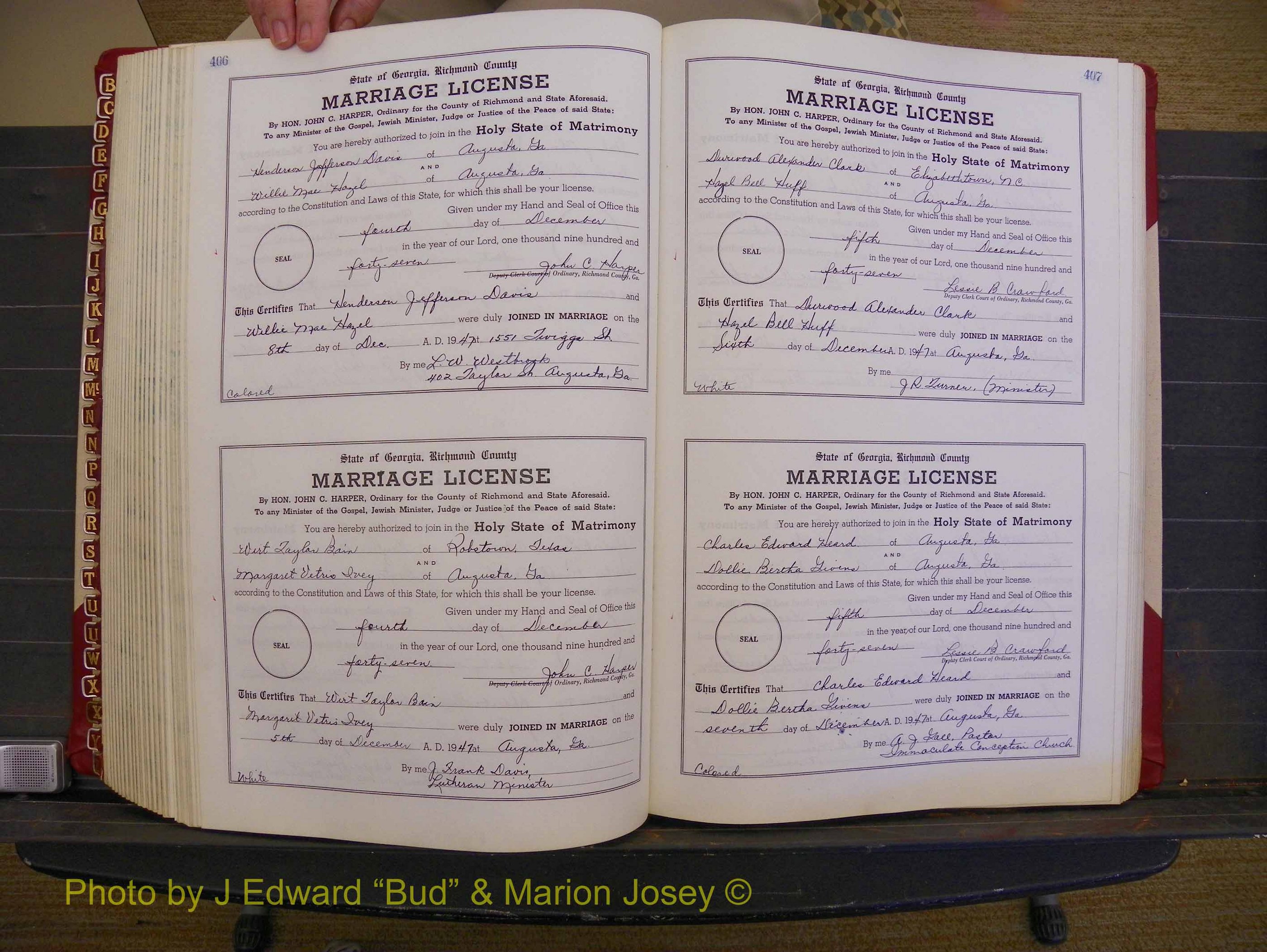 Richmond Marriages, Book XX, 1946-1948 P 406-407.JPG