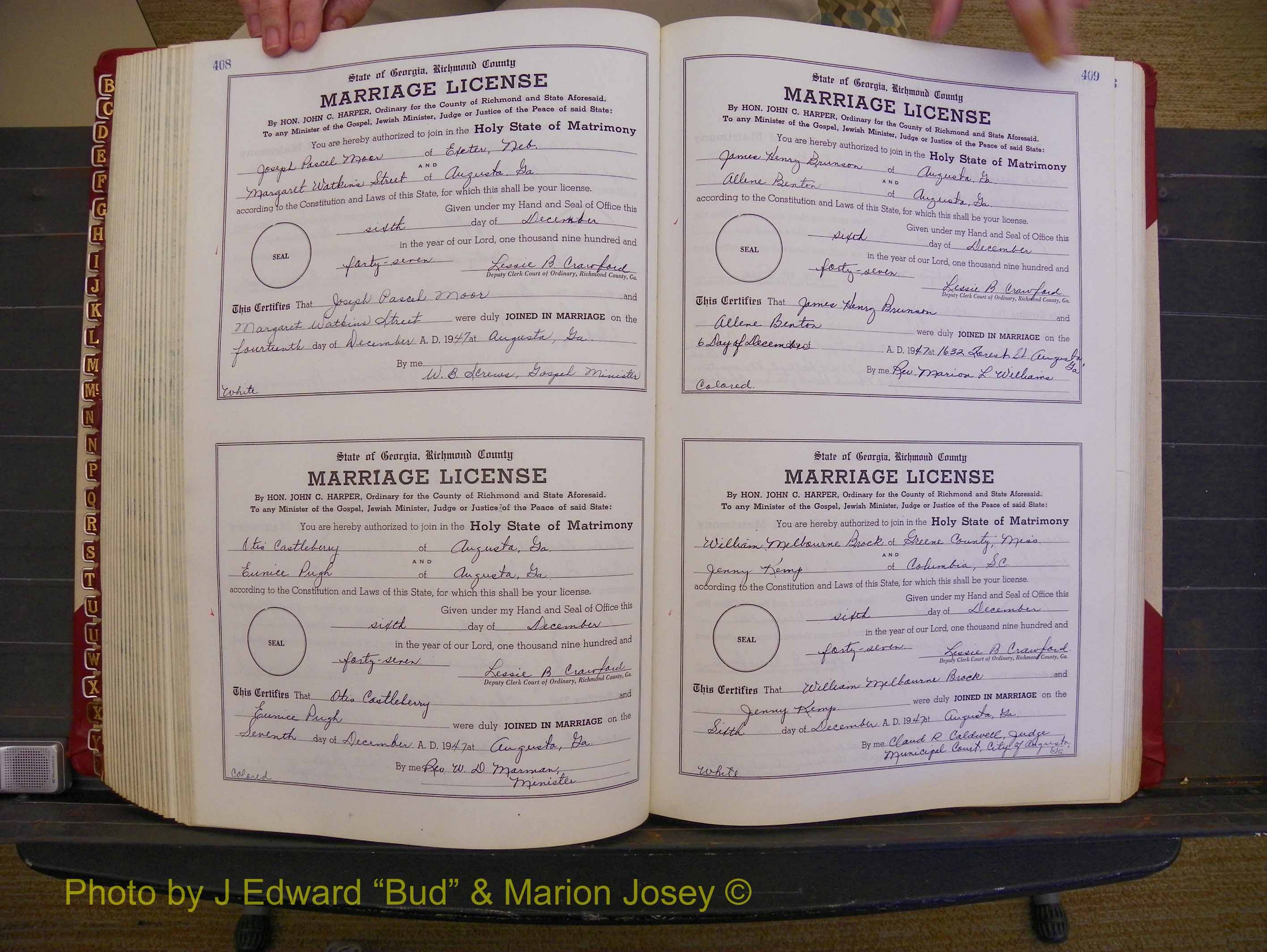 Richmond Marriages, Book XX, 1946-1948 P 408-409.JPG