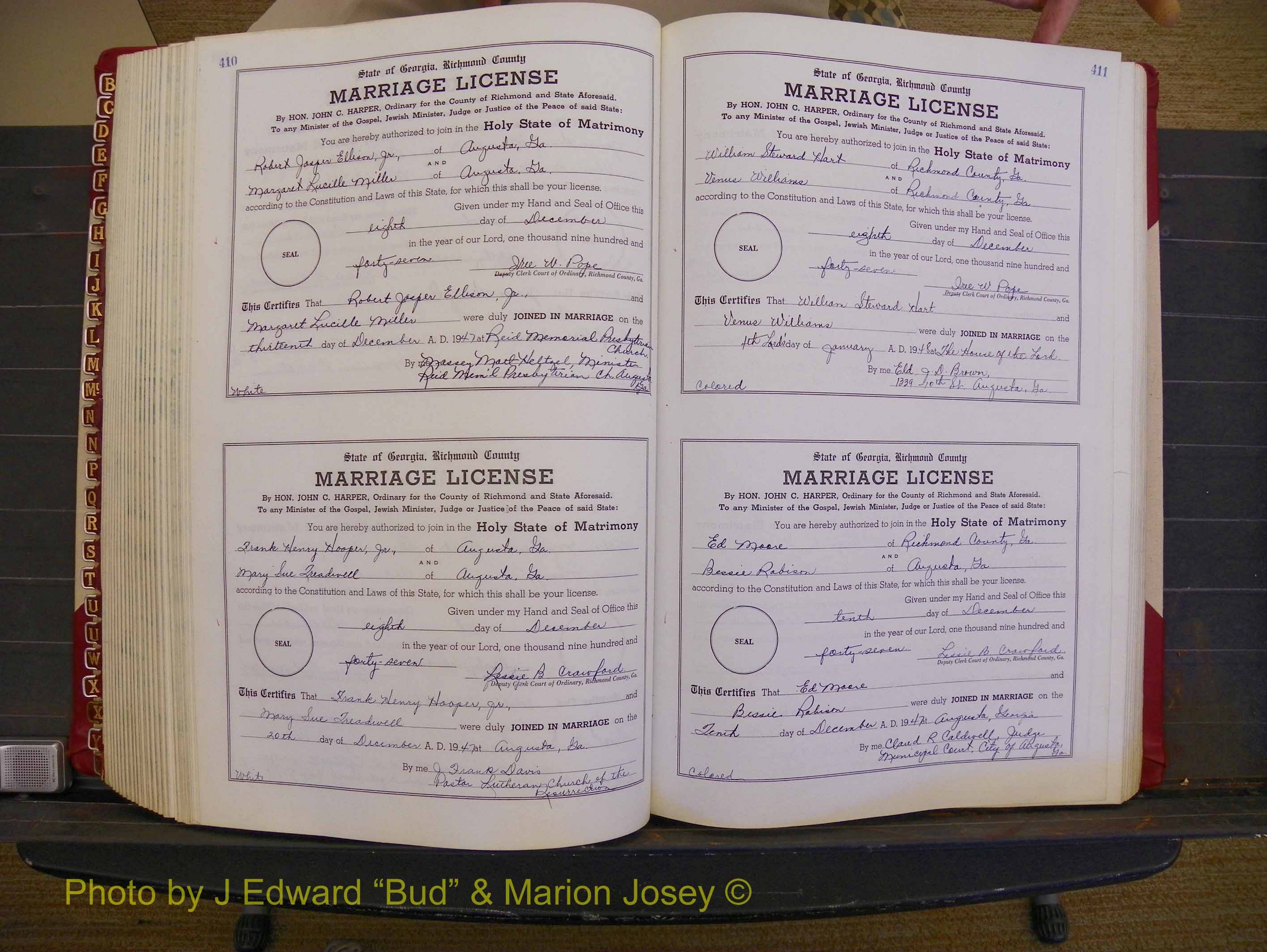 Richmond Marriages, Book XX, 1946-1948 P 410-411.JPG