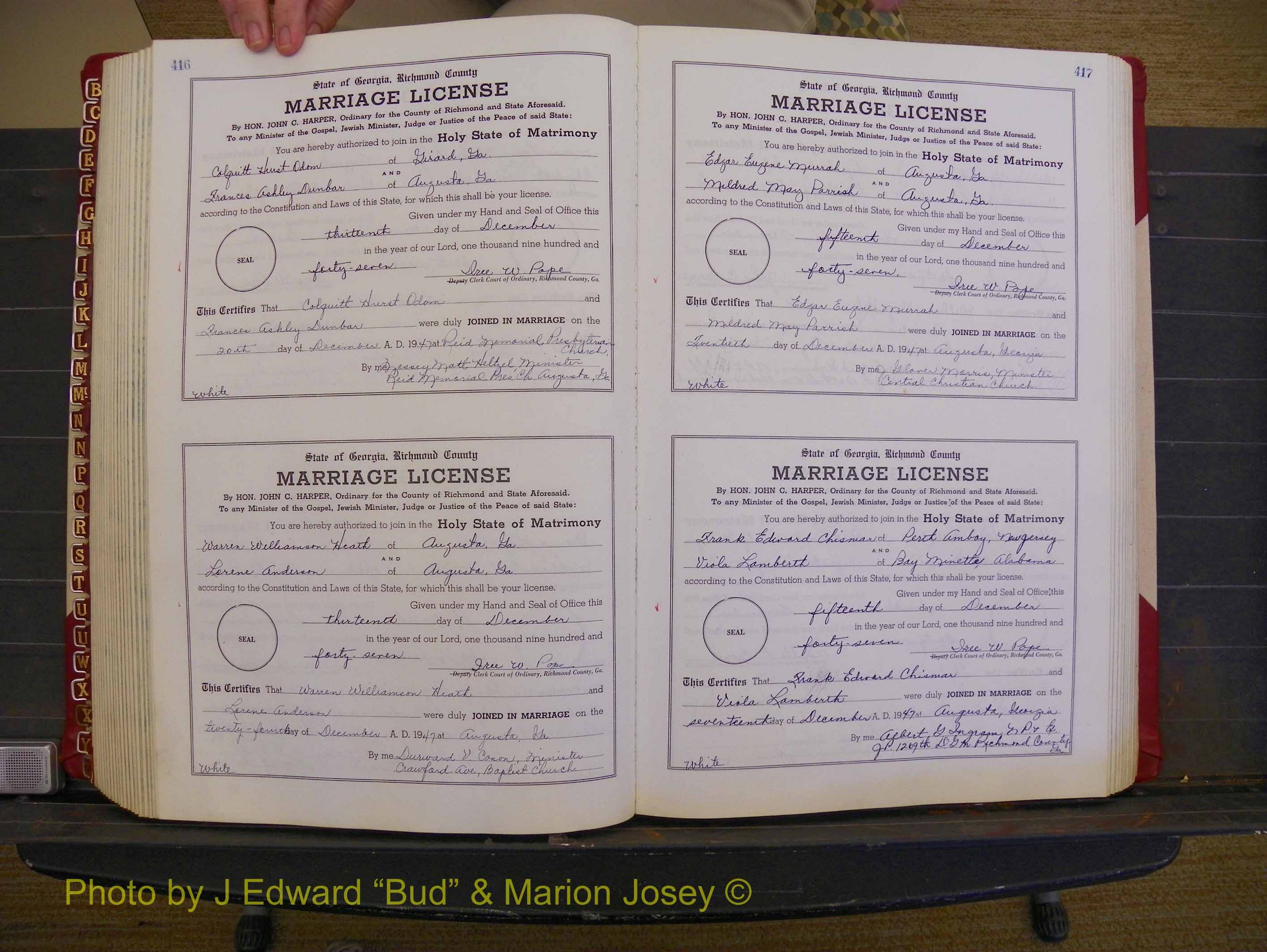 Richmond Marriages, Book XX, 1946-1948 P 416-417.JPG
