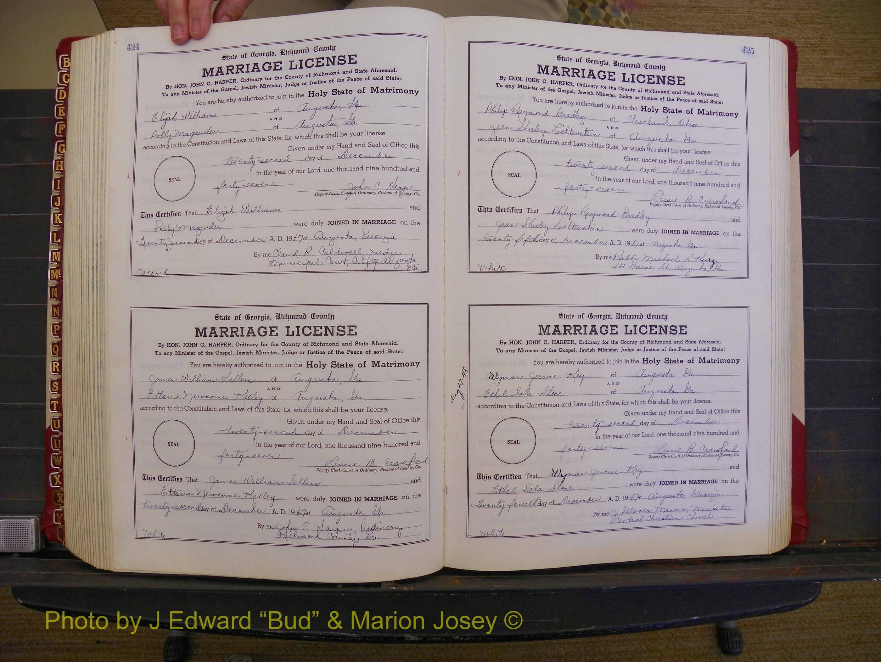 Richmond Marriages, Book XX, 1946-1948 P 424-425.JPG
