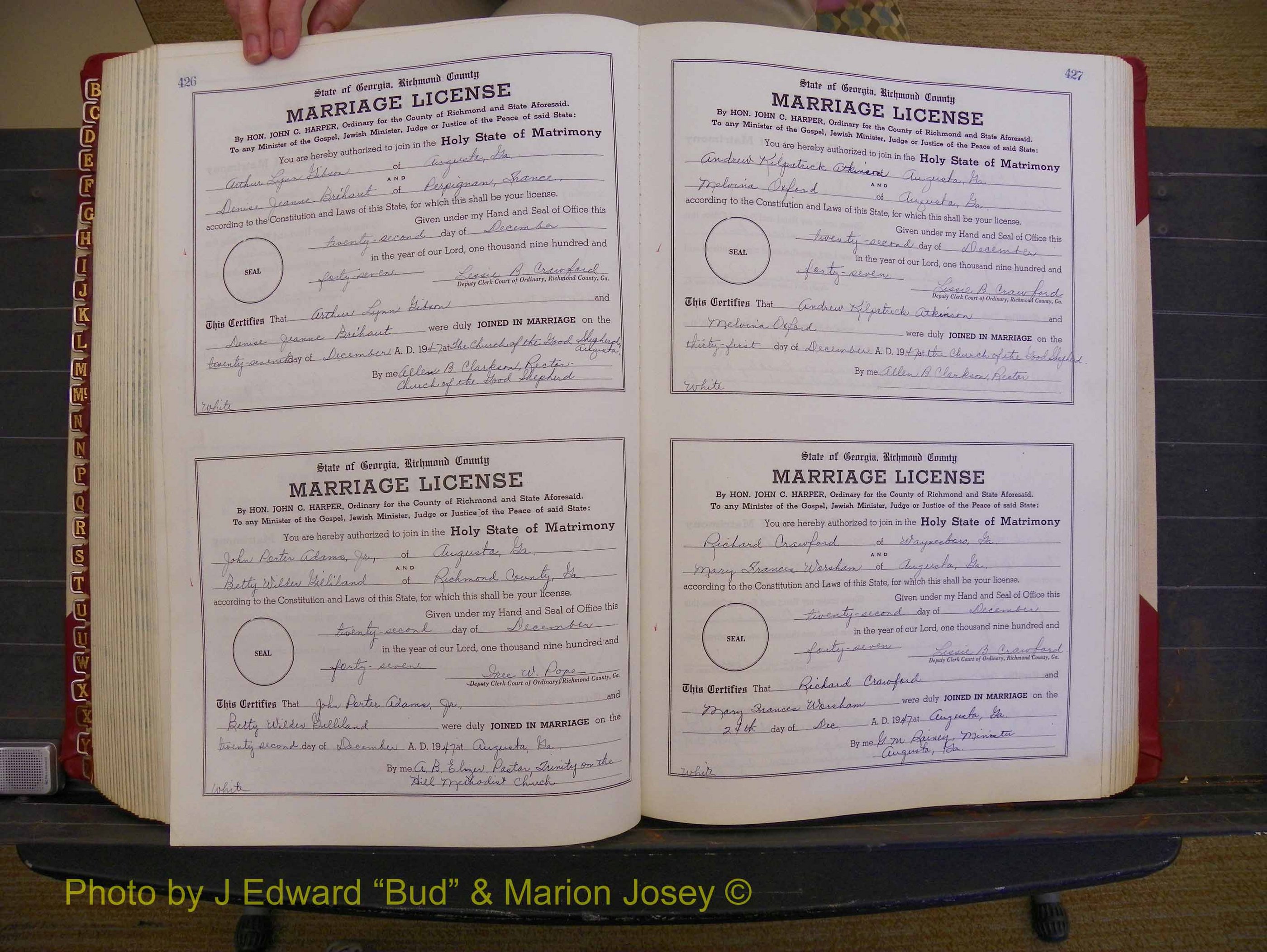 Richmond Marriages, Book XX, 1946-1948 P 426-427.JPG