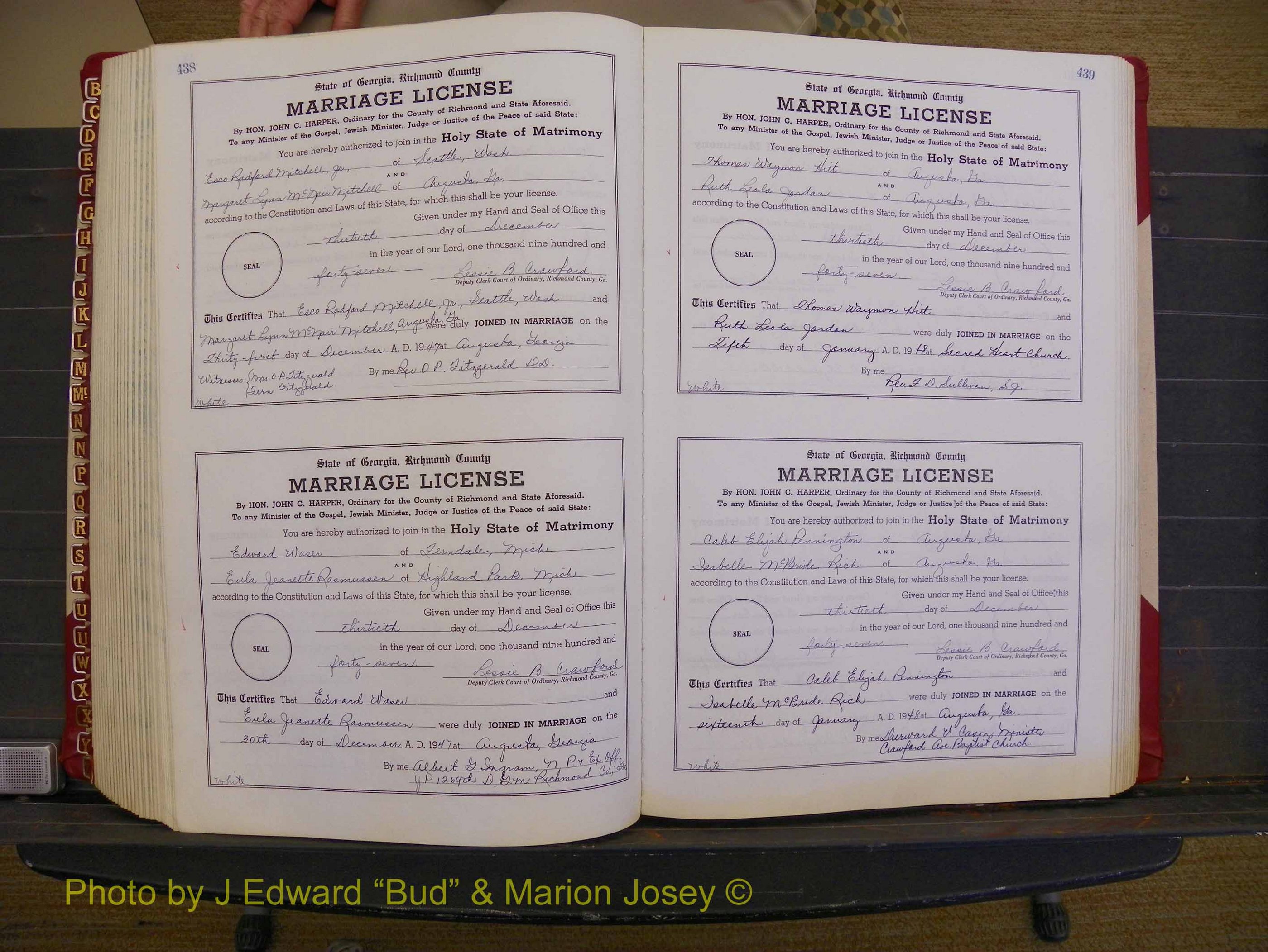 Richmond Marriages, Book XX, 1946-1948 P 438-439.JPG