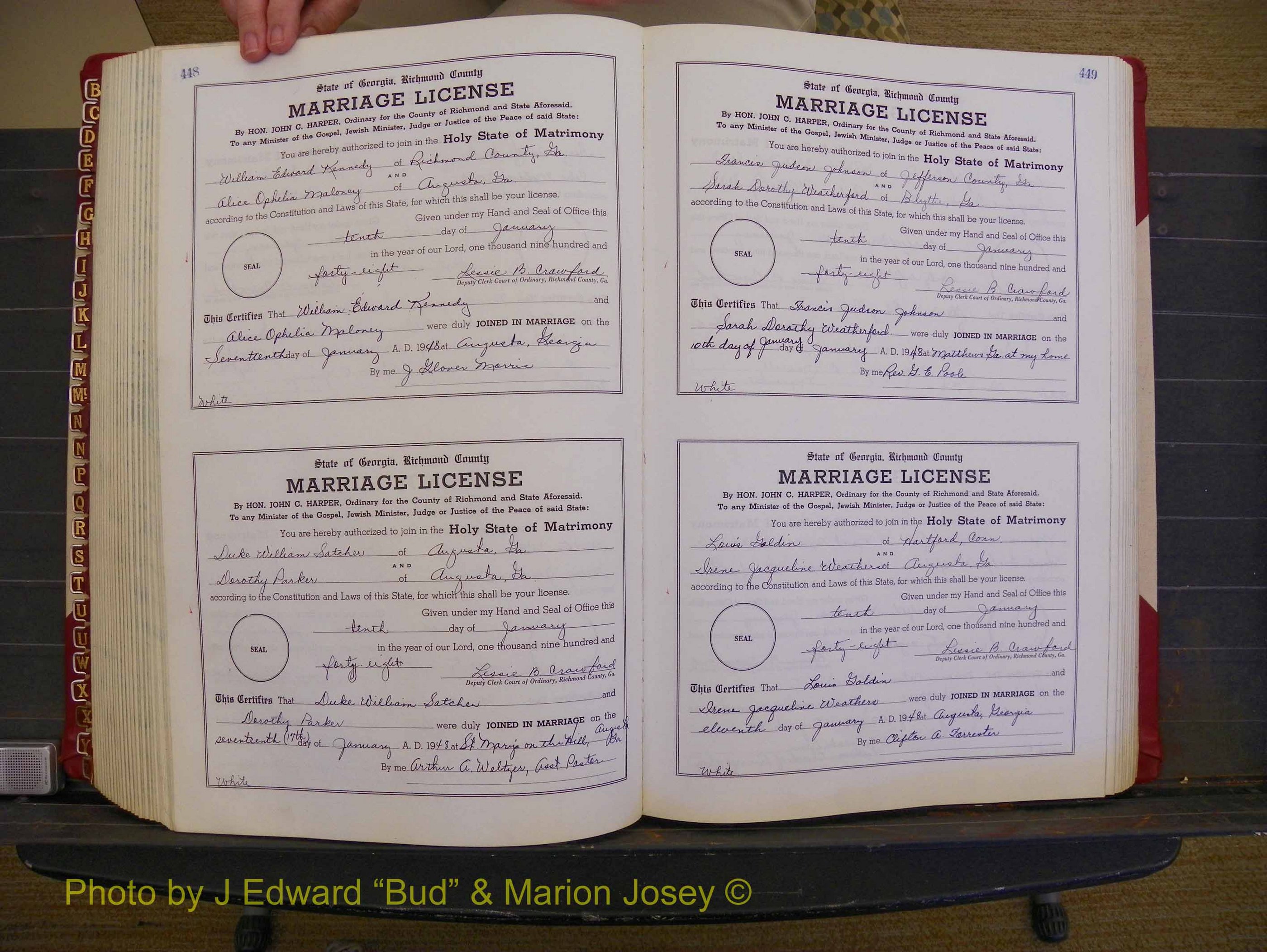 Richmond Marriages, Book XX, 1946-1948 P 448-449.JPG
