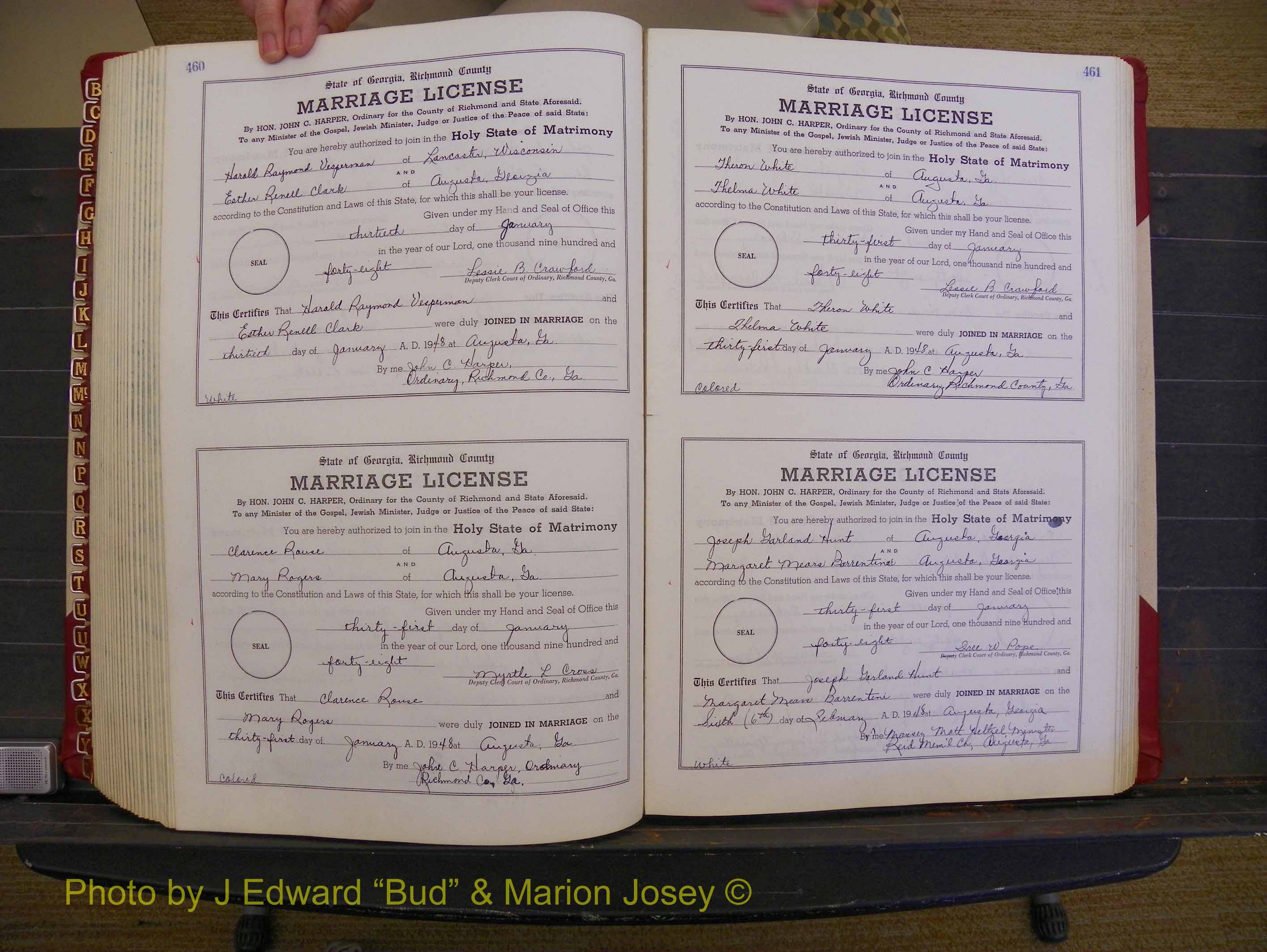 Richmond Marriages, Book XX, 1946-1948 P 460-461.JPG