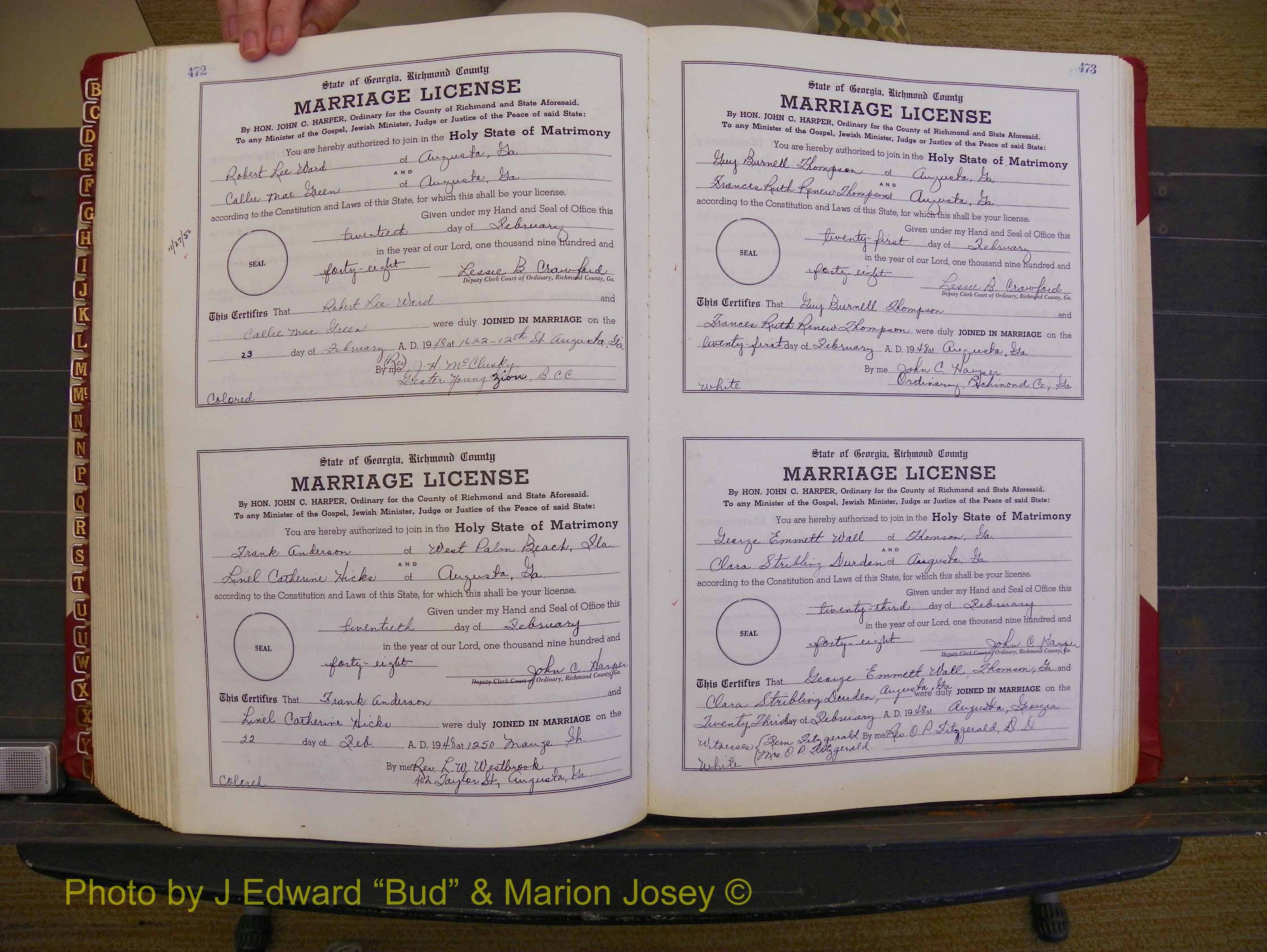 Richmond Marriages, Book XX, 1946-1948 P 472-473.JPG