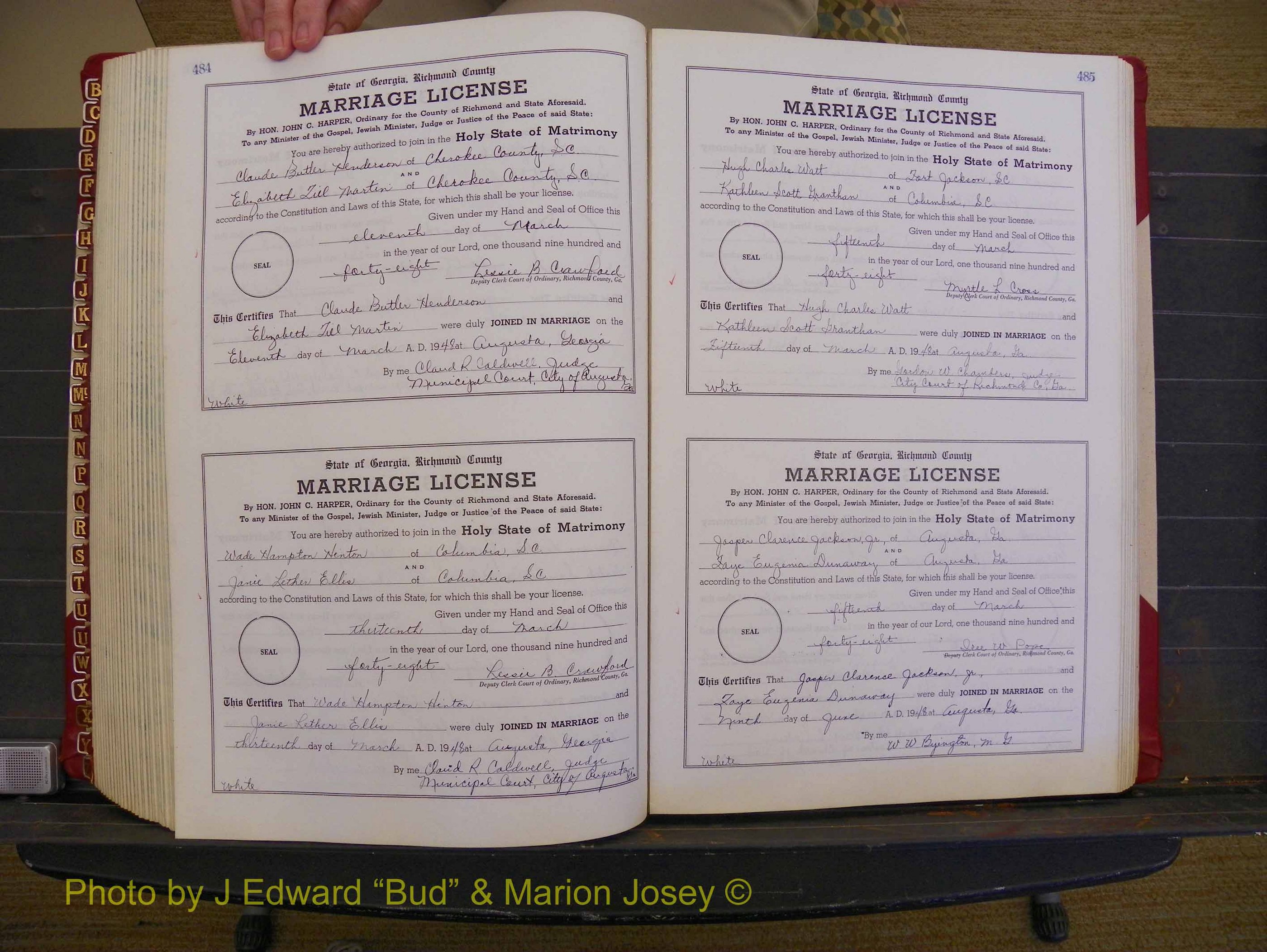 Richmond Marriages, Book XX, 1946-1948 P 484-485.JPG