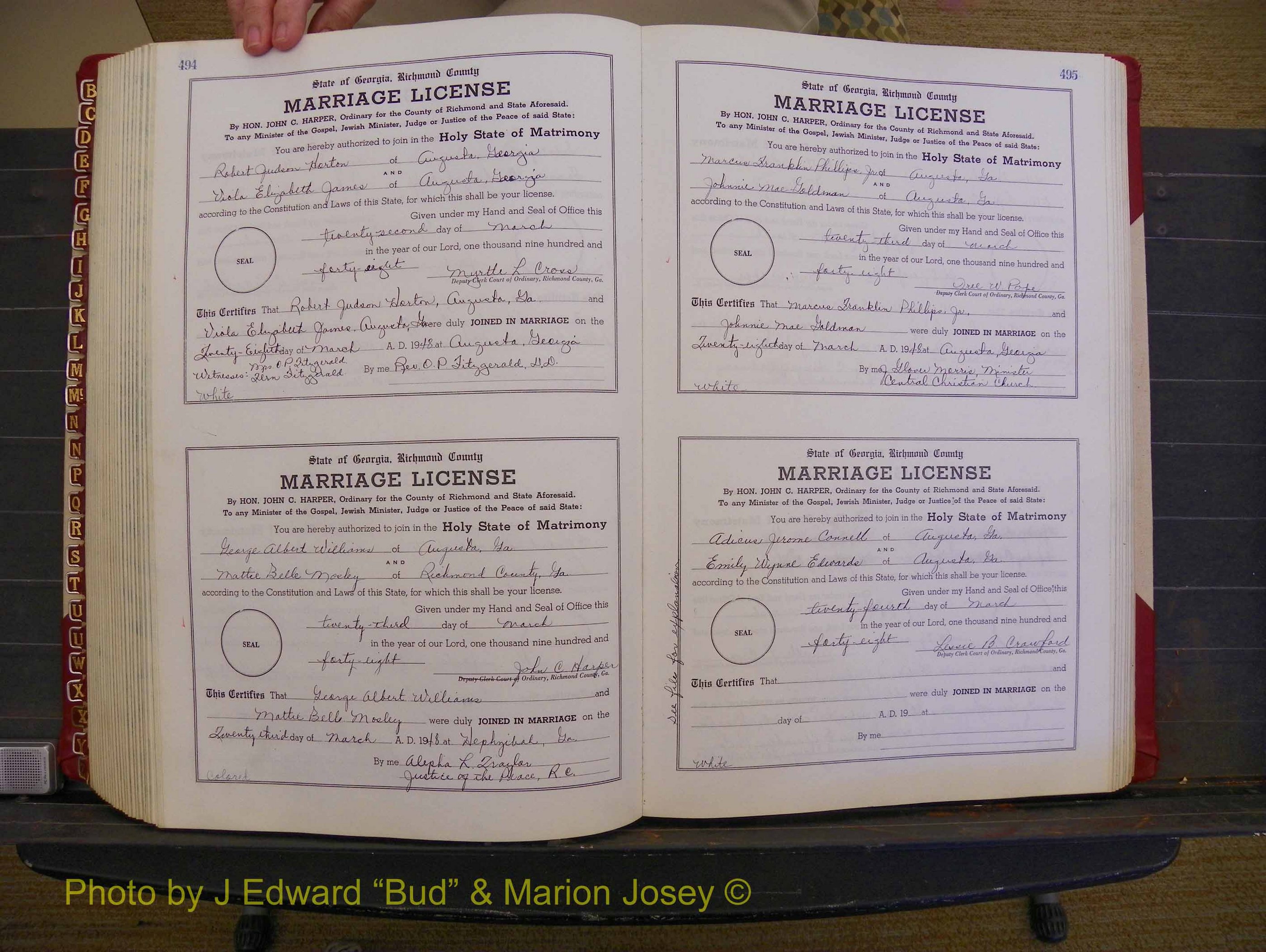 Richmond Marriages, Book XX, 1946-1948 P 494-495.JPG