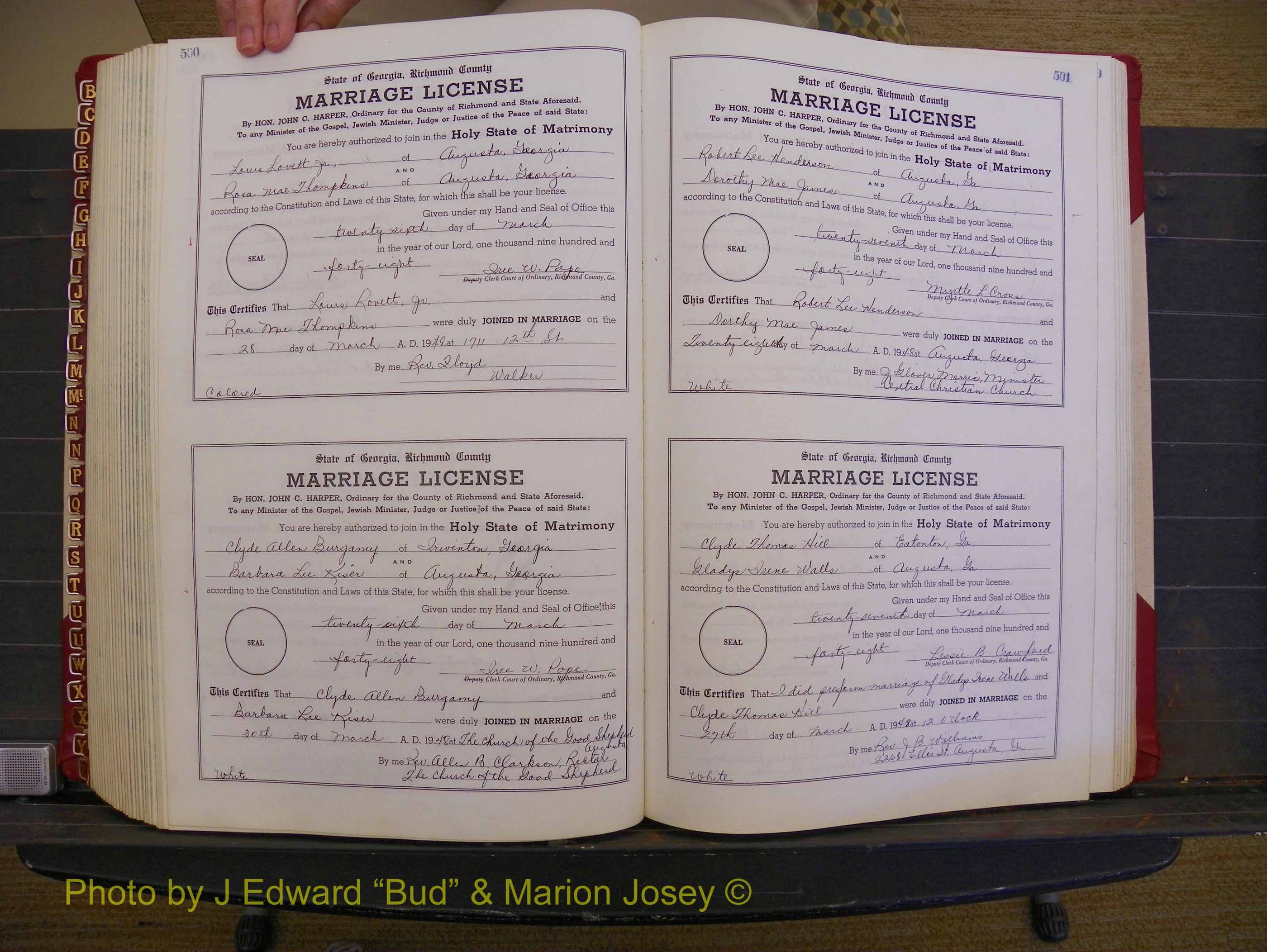 Richmond Marriages, Book XX, 1946-1948 P 500-501.JPG