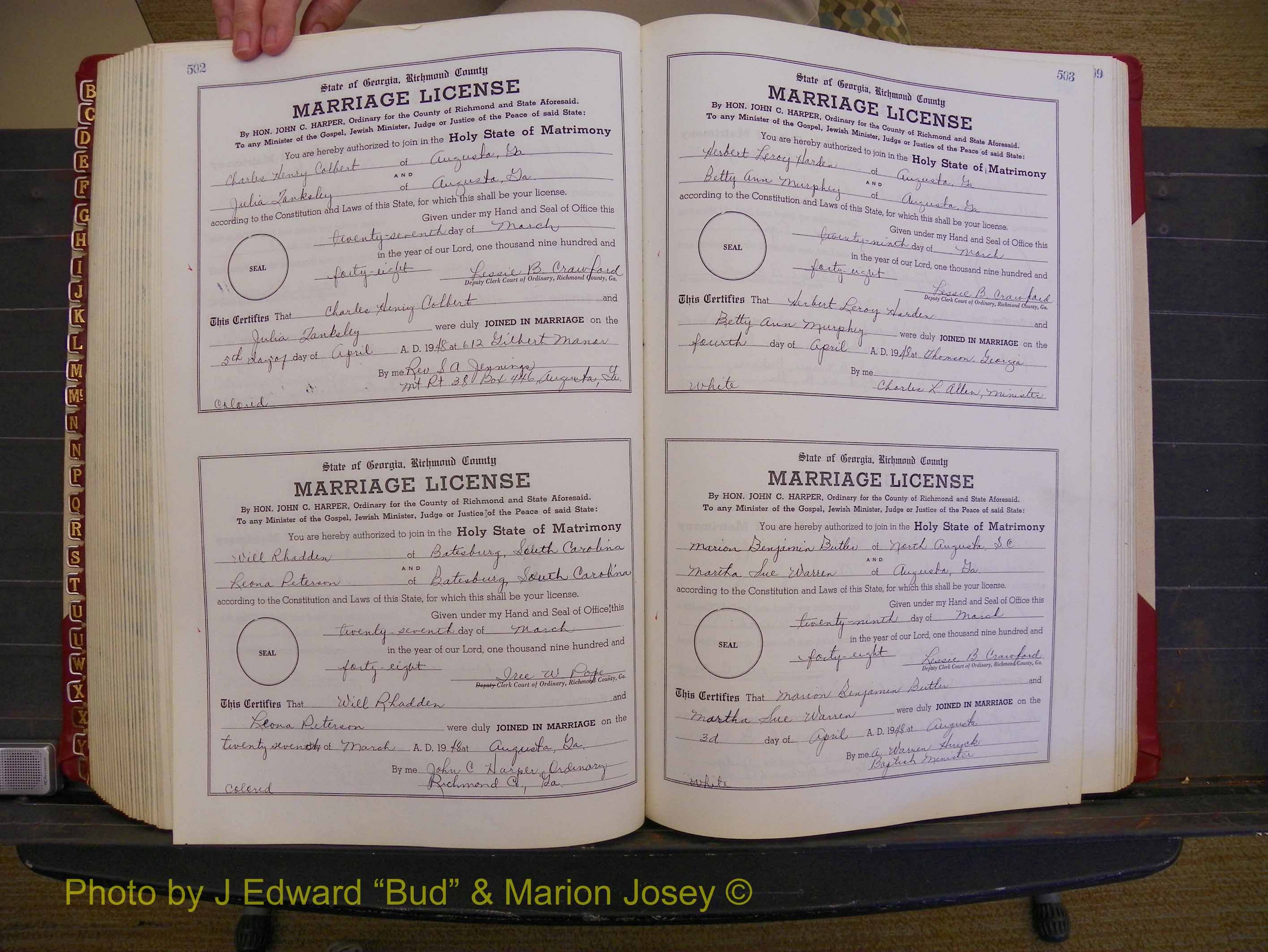 Richmond Marriages, Book XX, 1946-1948 P 502-503.JPG