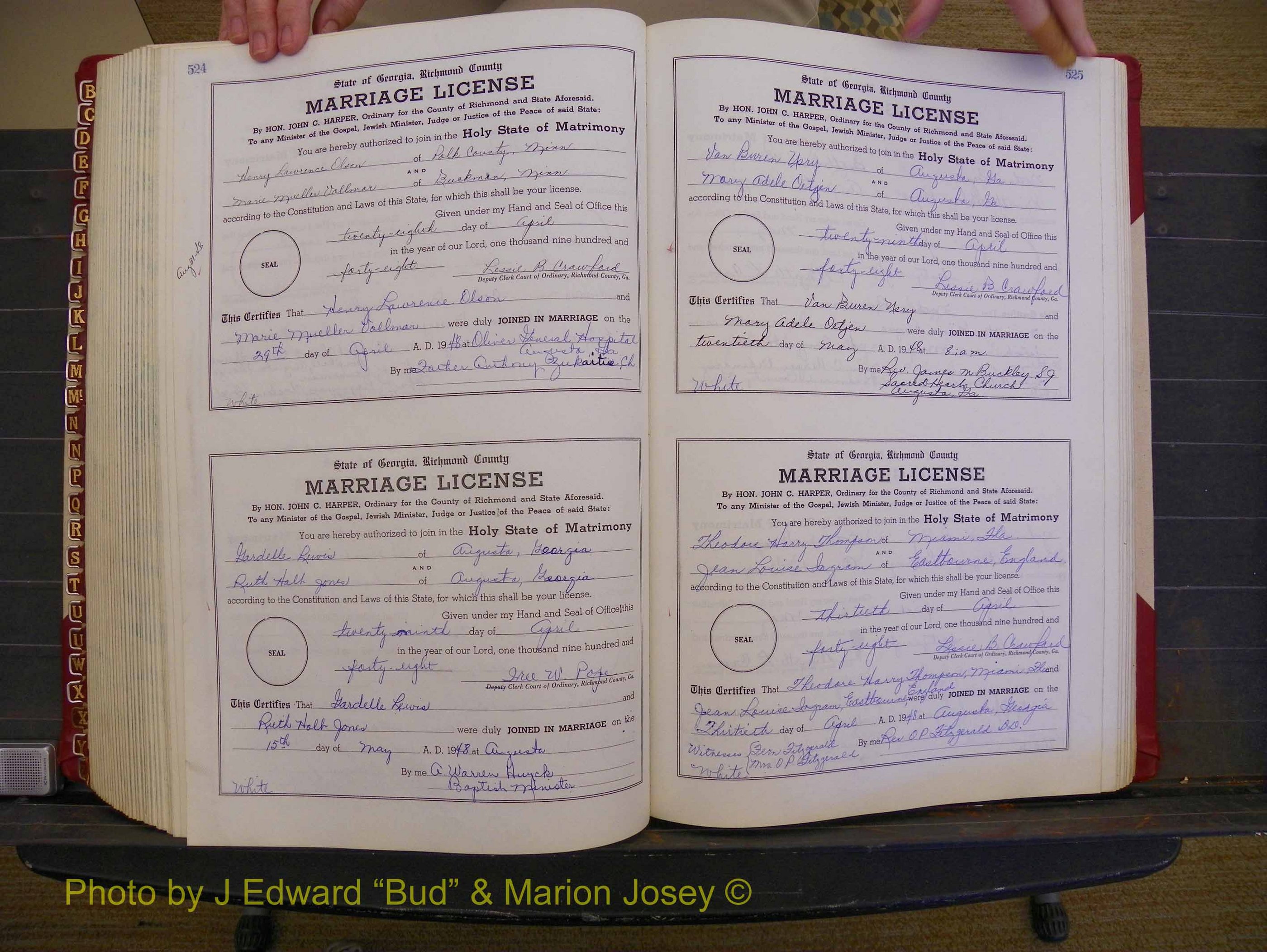 Richmond Marriages, Book XX, 1946-1948 P 524-525.JPG