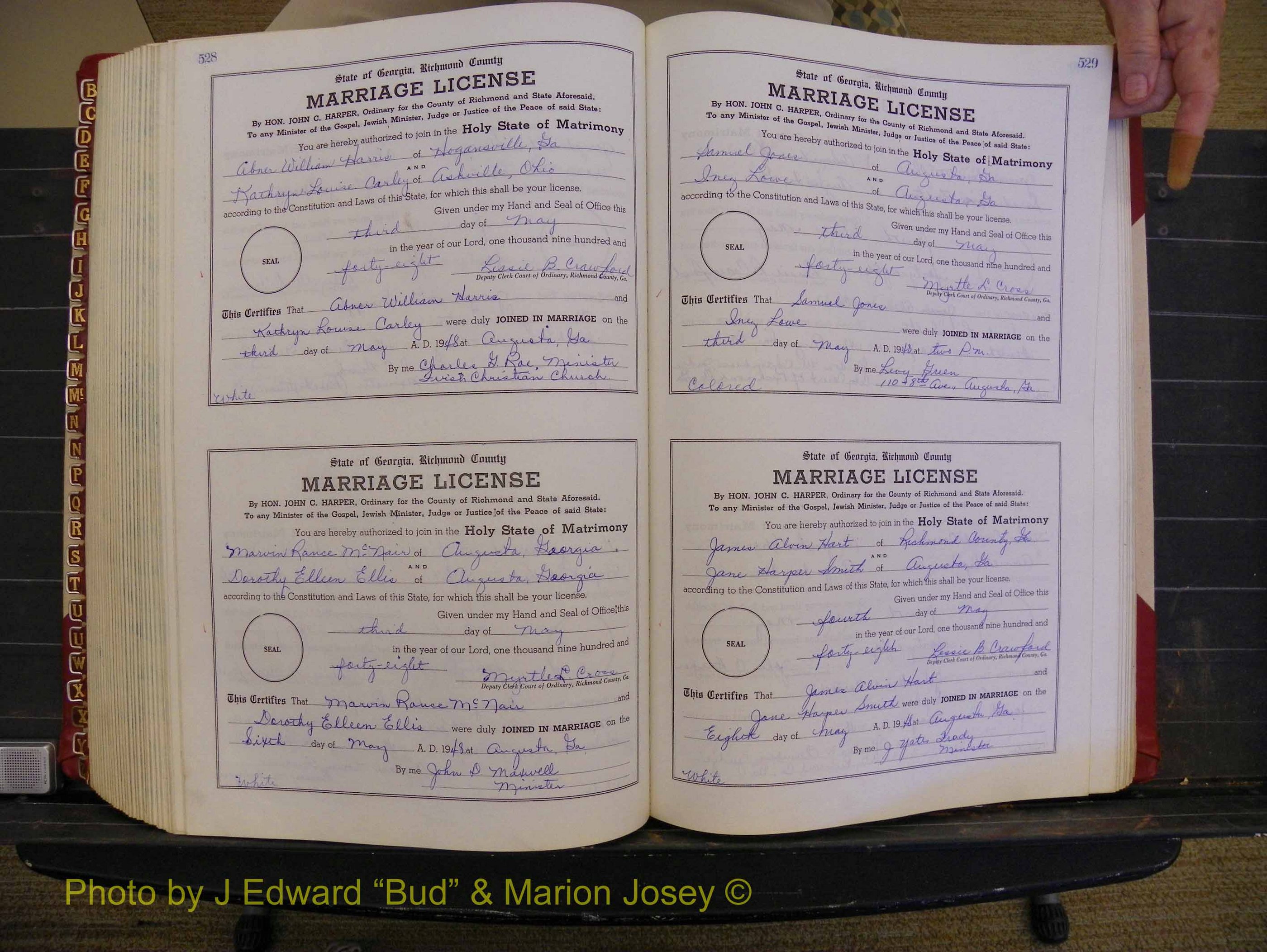 Richmond Marriages, Book XX, 1946-1948 P 528-529.JPG