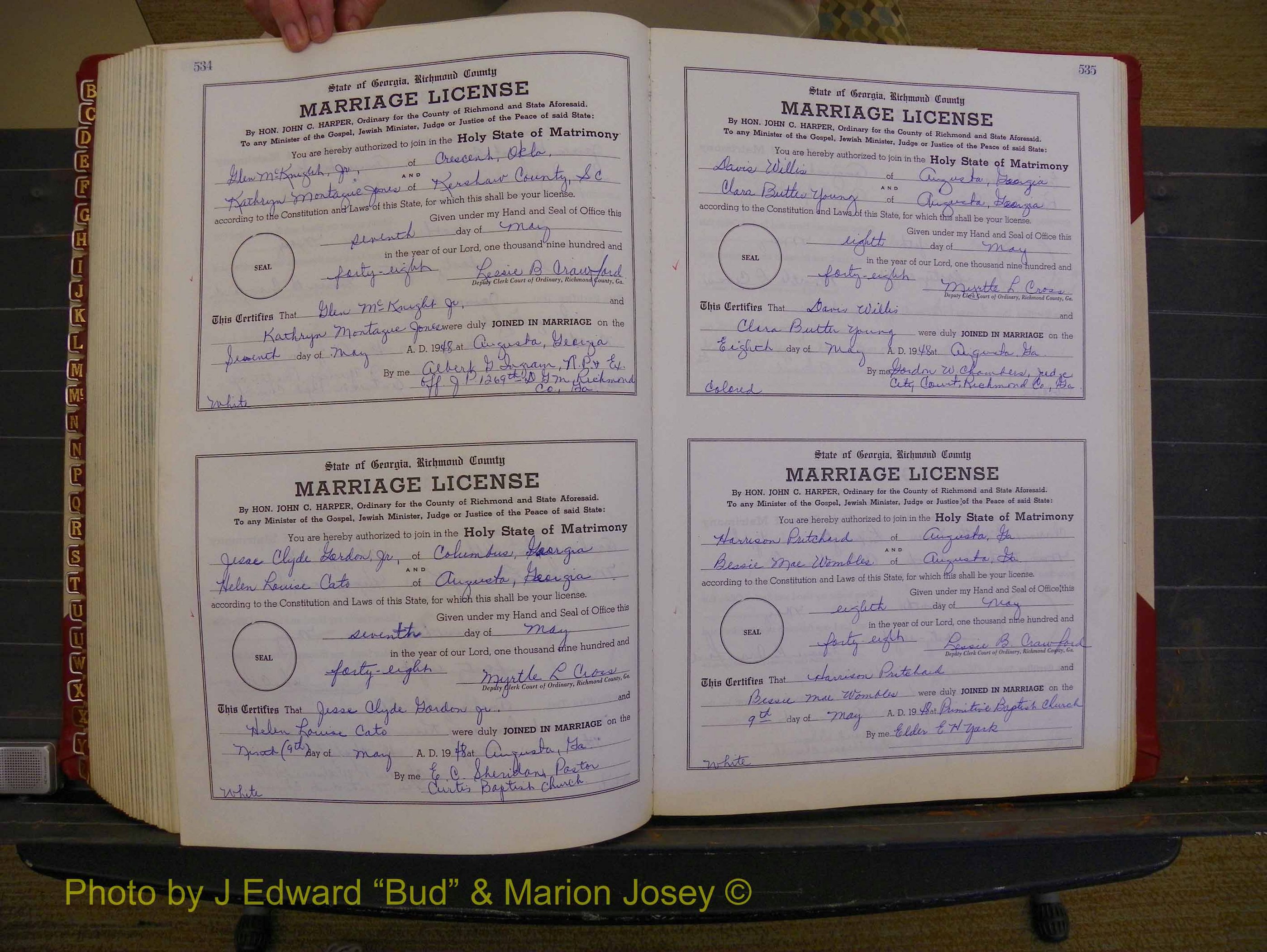 Richmond Marriages, Book XX, 1946-1948 P 534-535.JPG