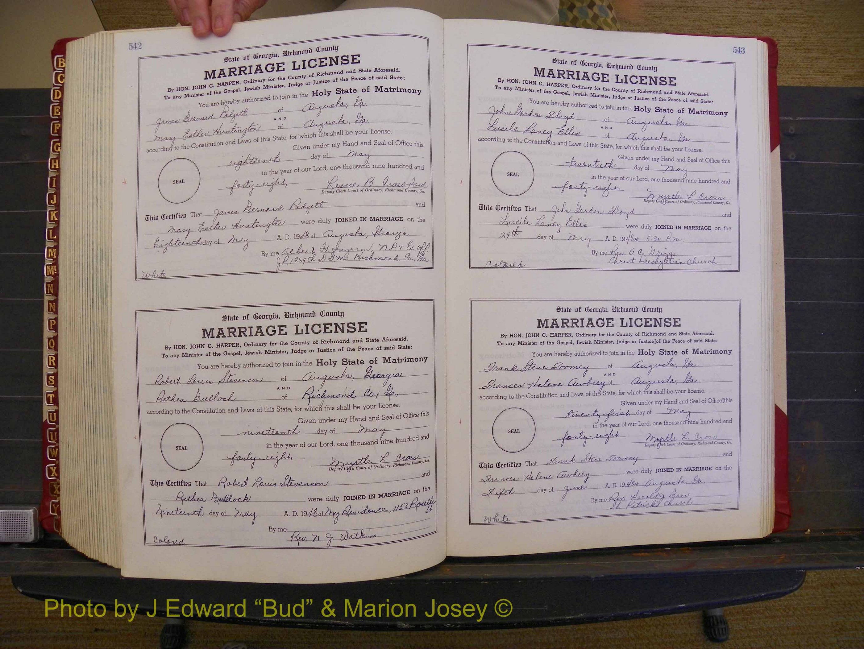 Richmond Marriages, Book XX, 1946-1948 P 542-543.JPG