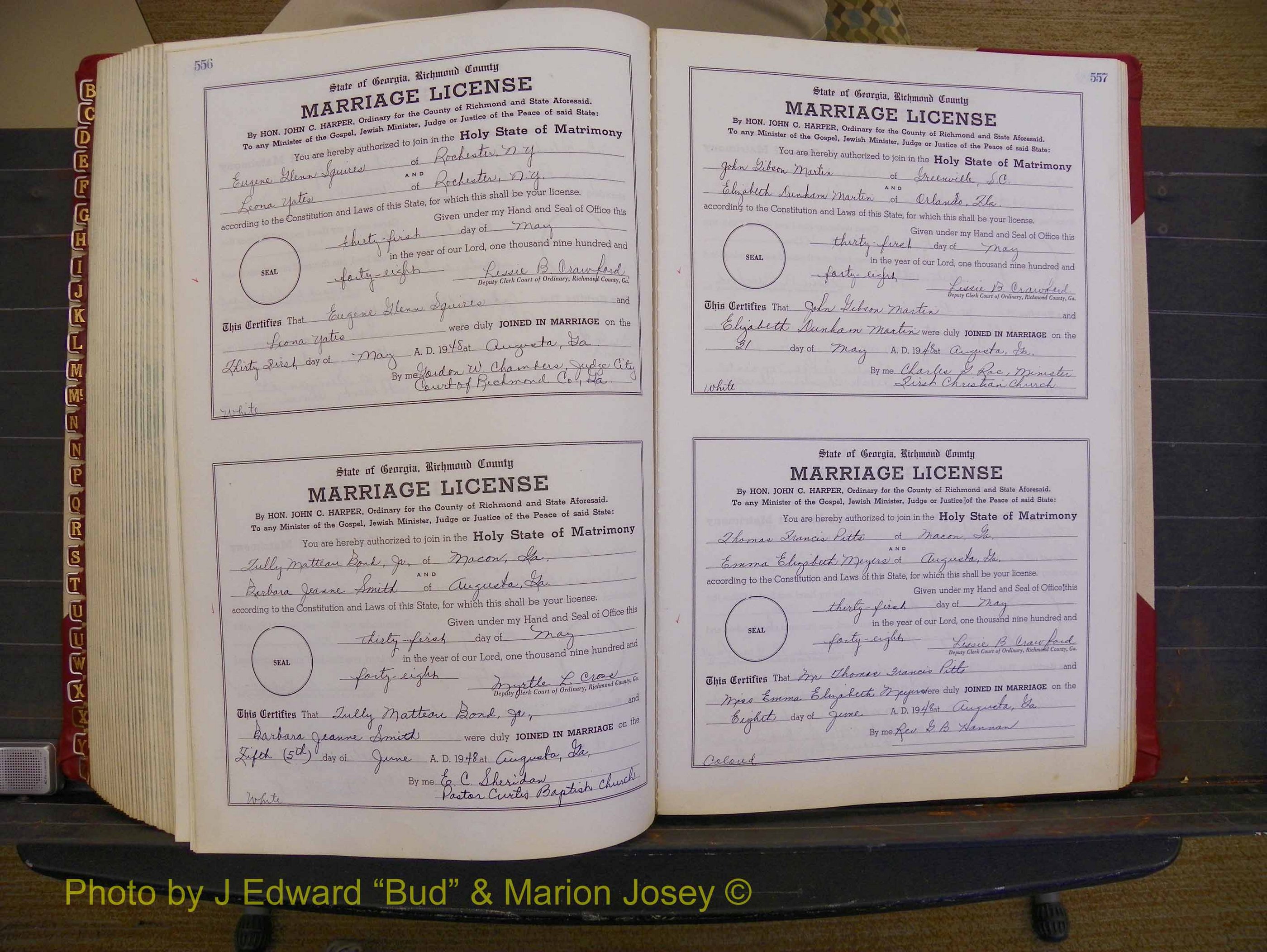 Richmond Marriages, Book XX, 1946-1948 P 556-557.JPG