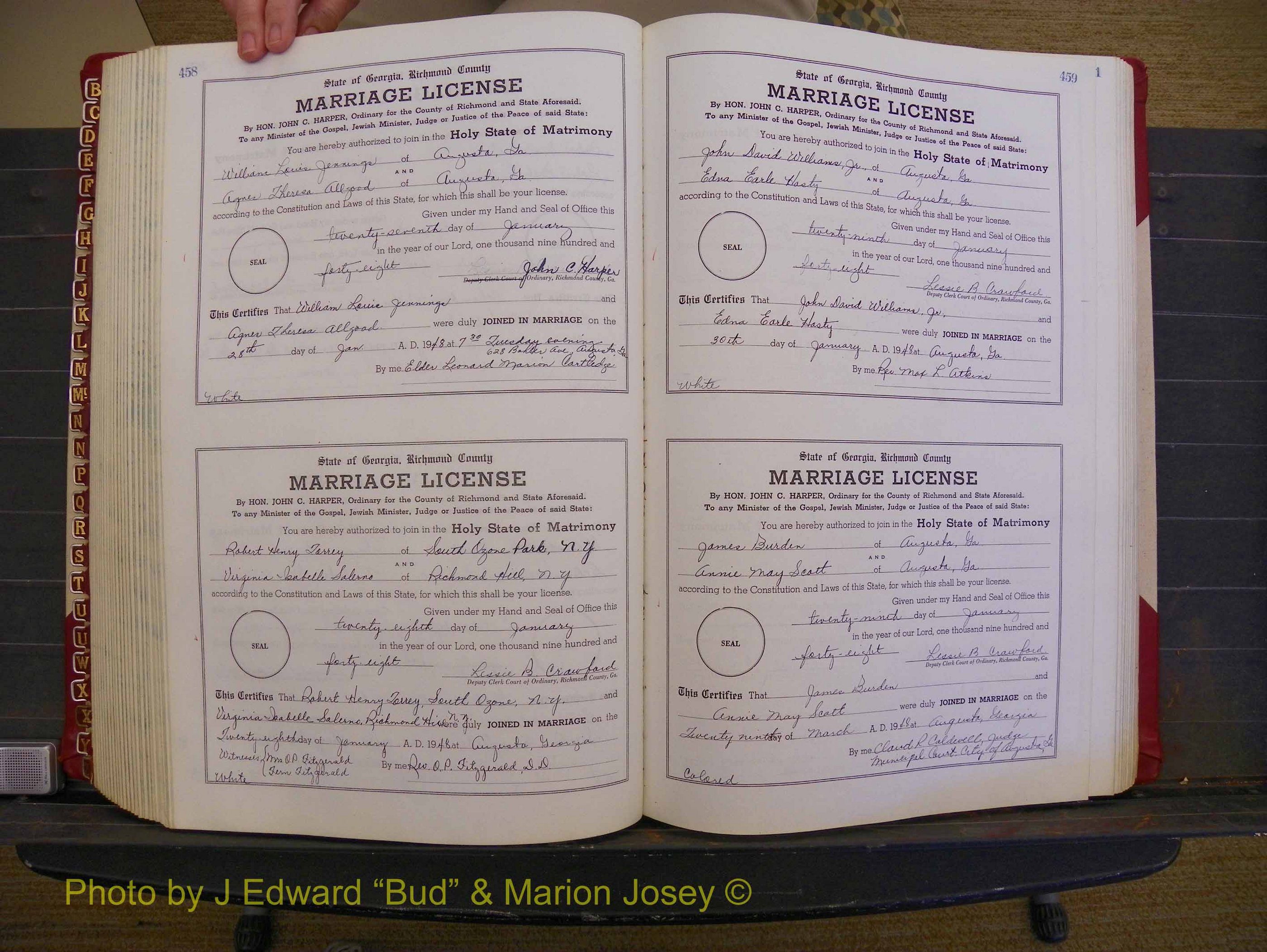 Richmond Marriages, Book XX, 1946-1948 P 558-459.JPG