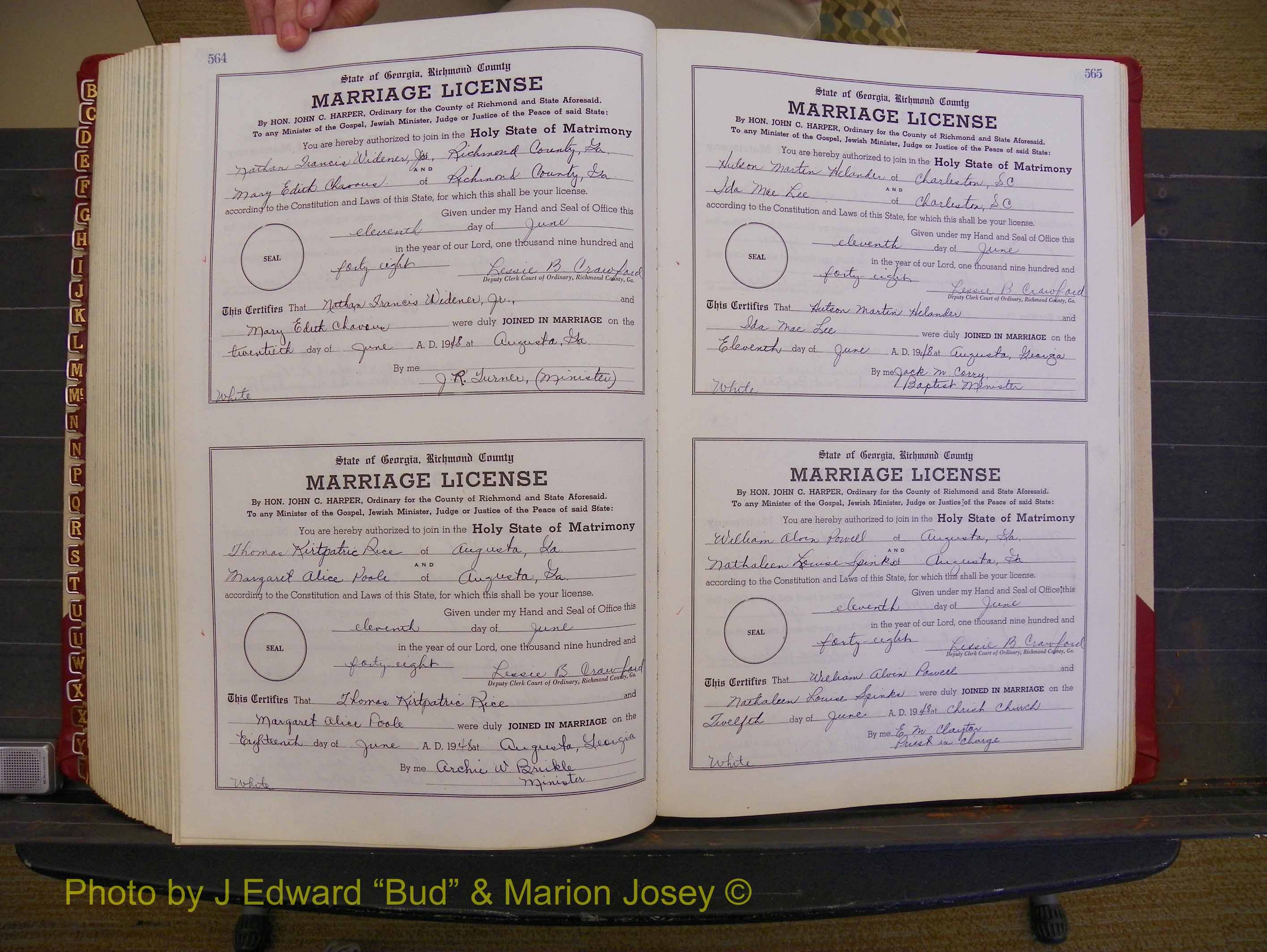 Richmond Marriages, Book XX, 1946-1948 P 564-565.JPG