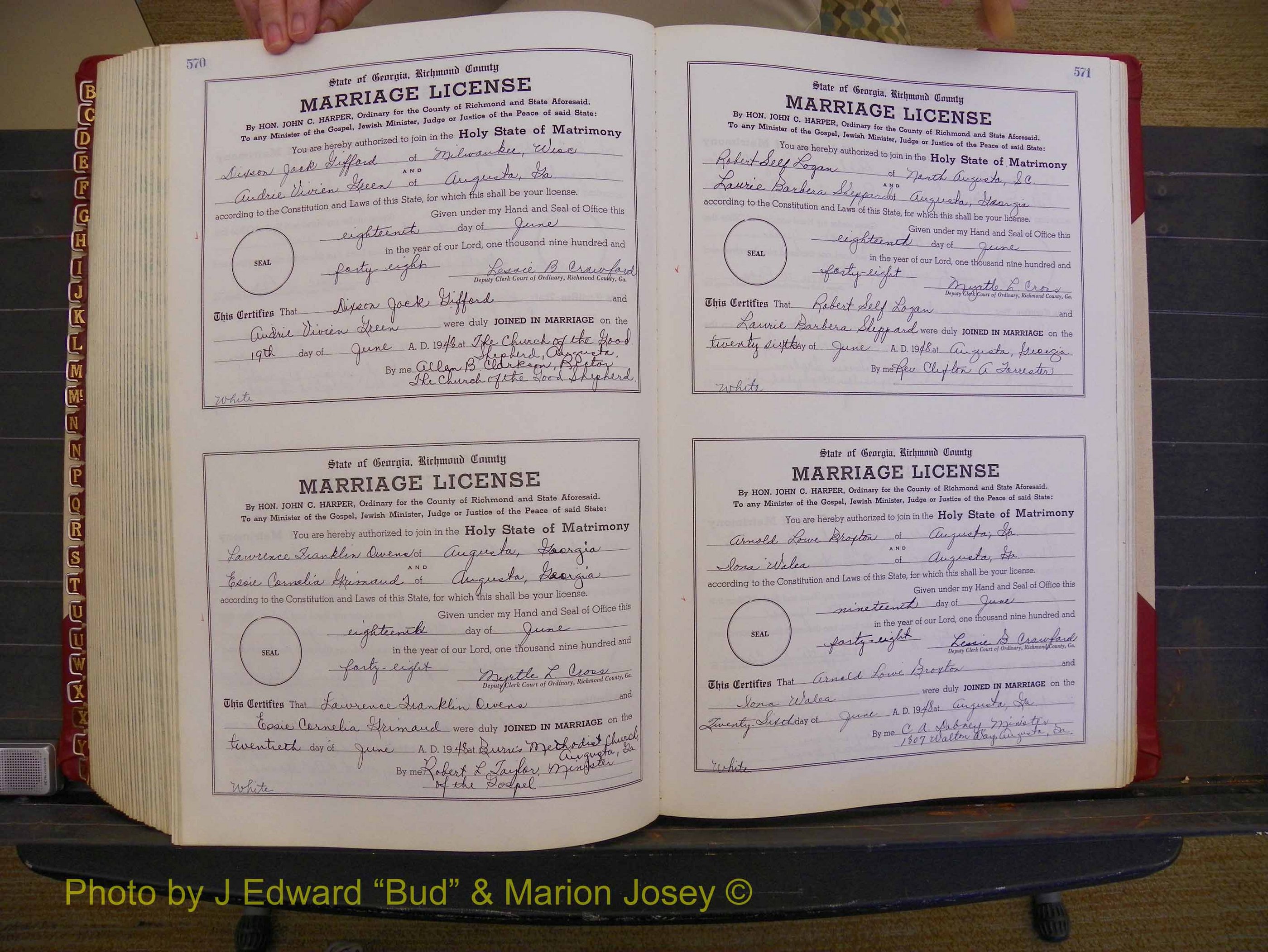 Richmond Marriages, Book XX, 1946-1948 P 570-571.JPG