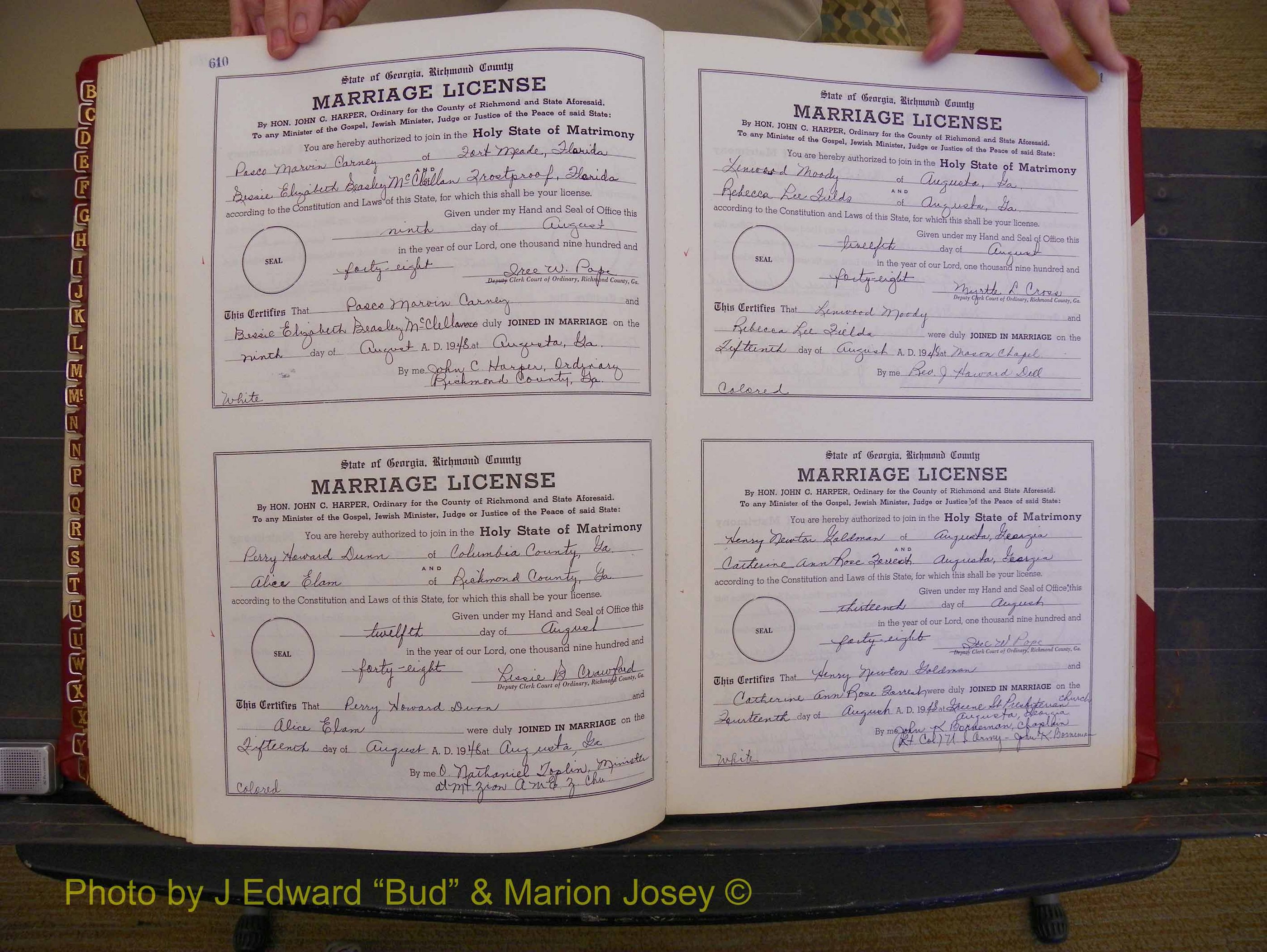Richmond Marriages, Book XX, 1946-1948 P 610-611.JPG