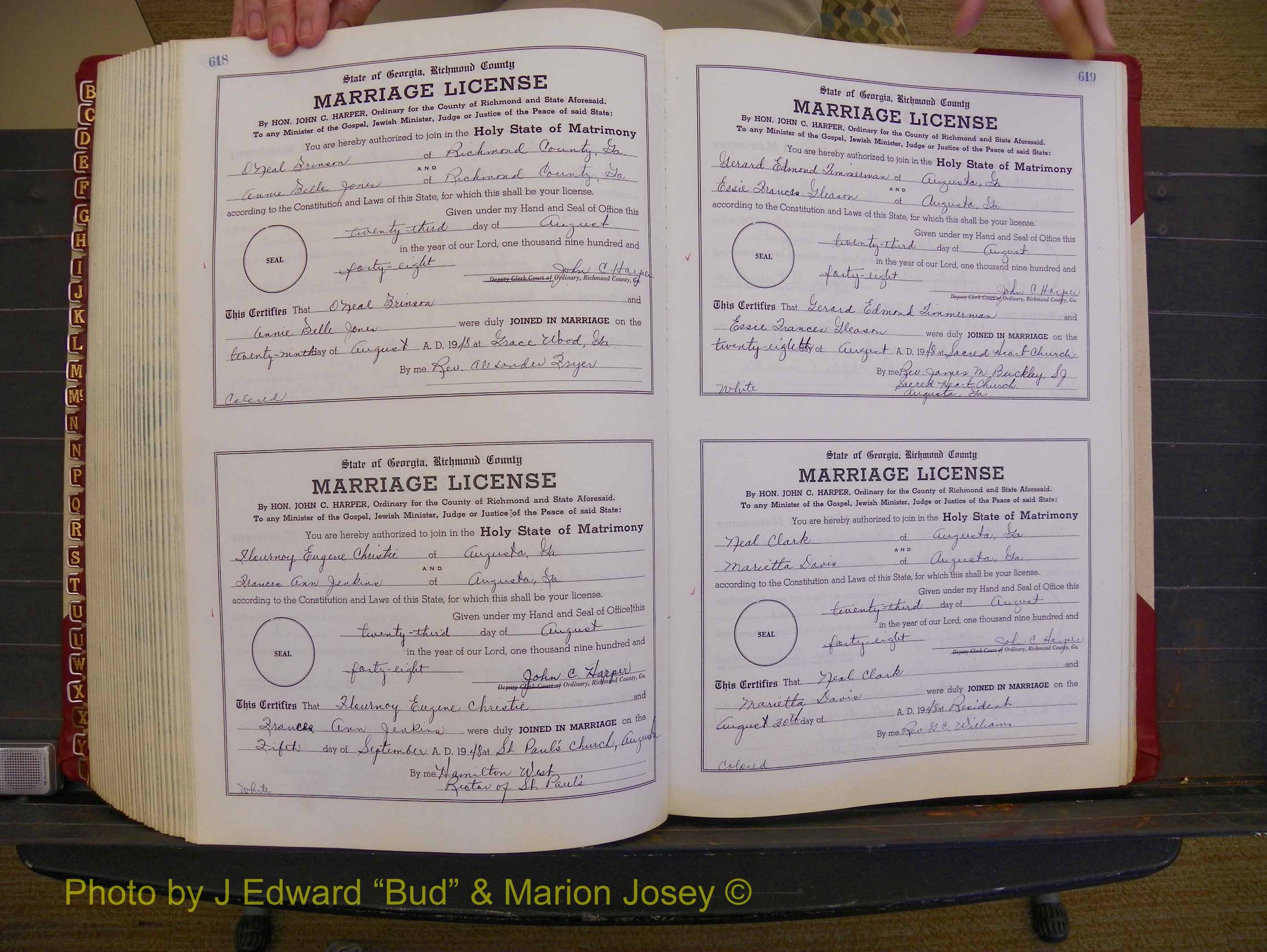 Richmond Marriages, Book XX, 1946-1948 P 618-619.JPG