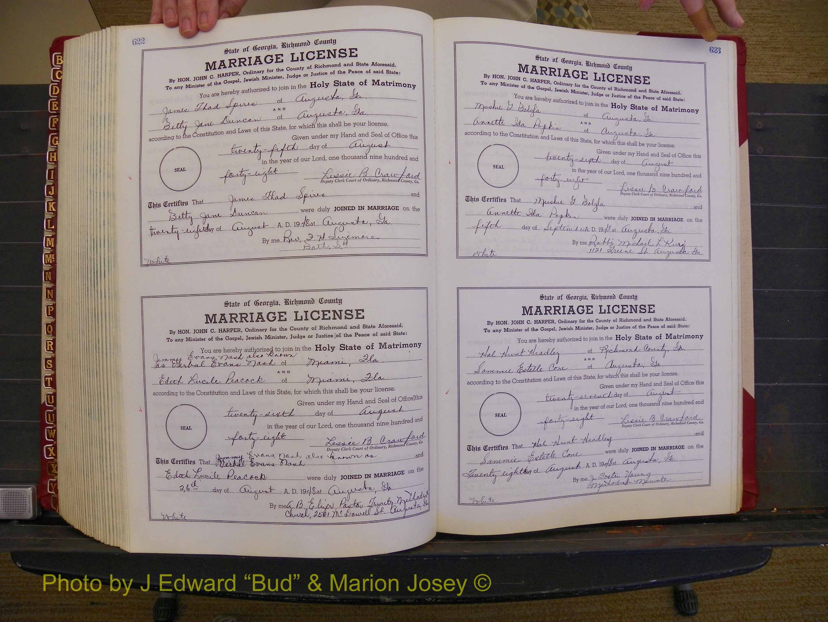 Richmond Marriages, Book XX, 1946-1948 P 622-623.JPG