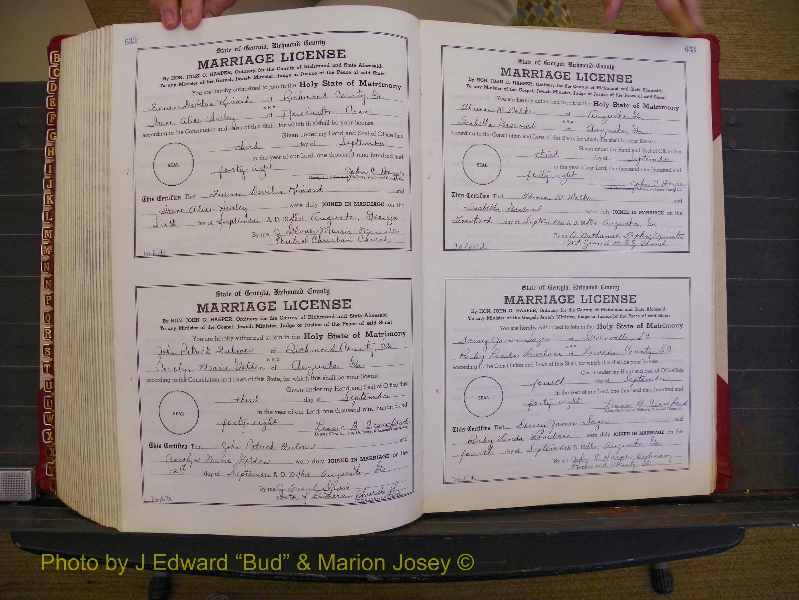 Richmond Marriages, Book XX, 1946-1948 P 632-633.JPG
