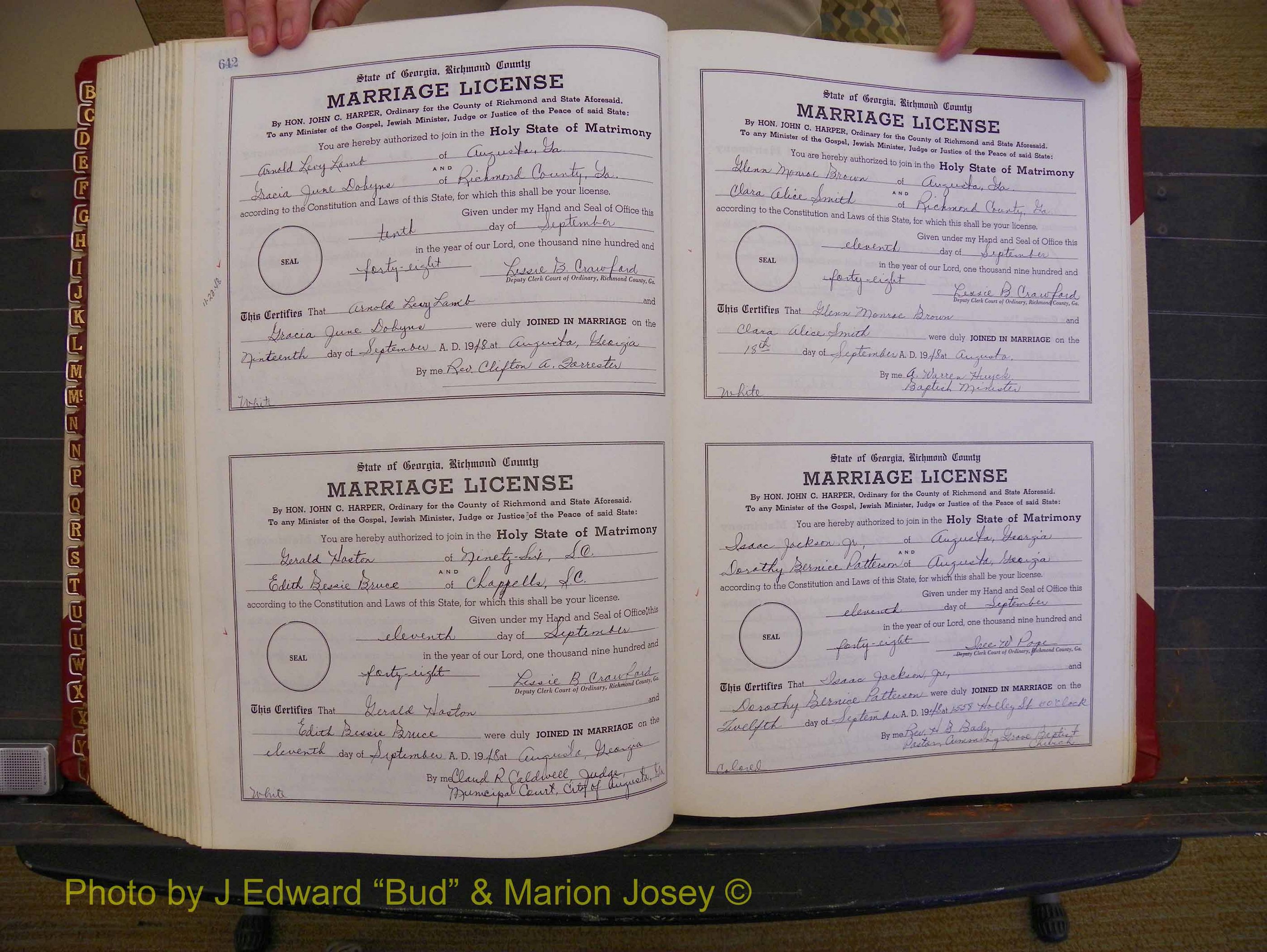 Richmond Marriages, Book XX, 1946-1948 P 642-643.JPG