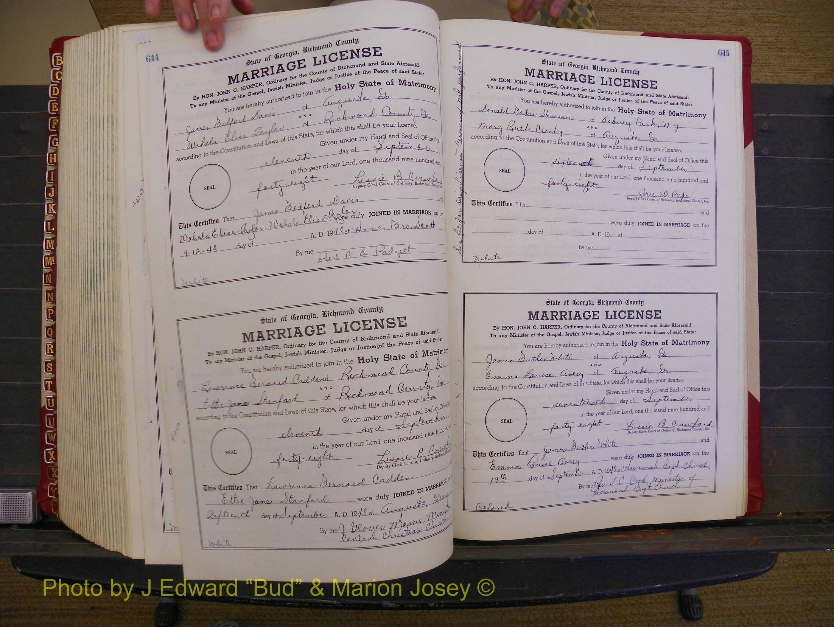 Richmond Marriages, Book XX, 1946-1948 P 644-645.JPG