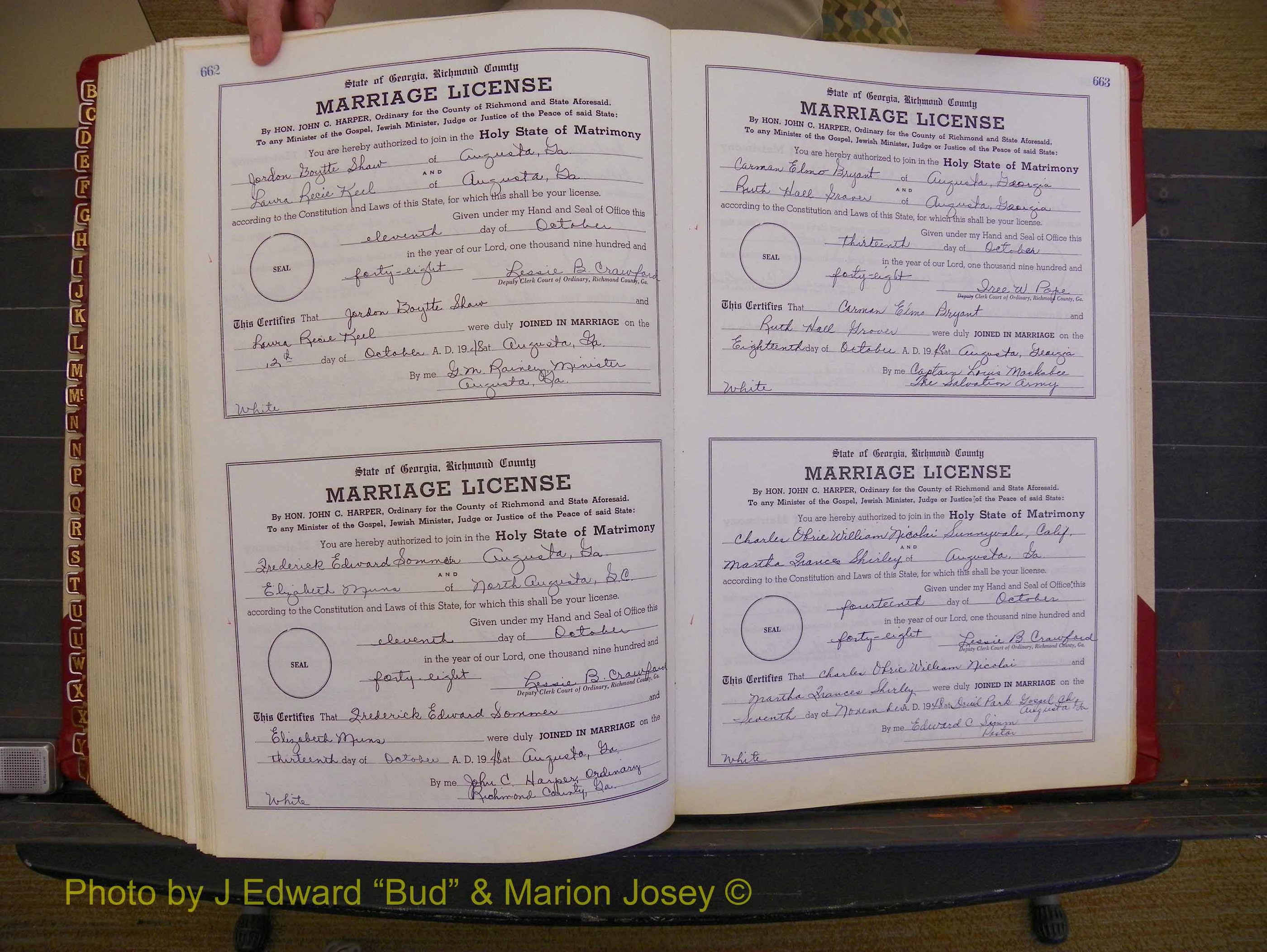 Richmond Marriages, Book XX, 1946-1948 P 662-663.JPG