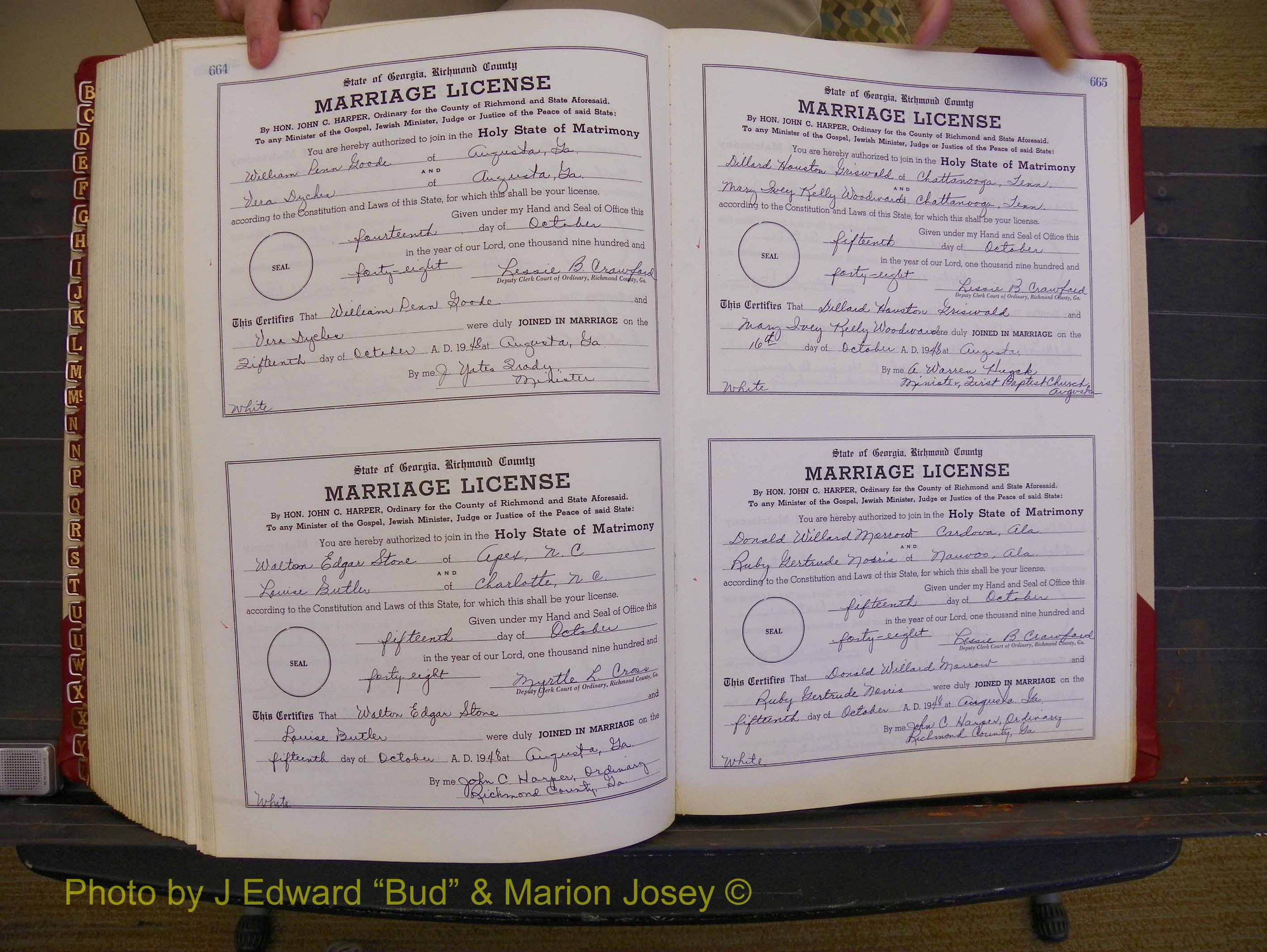 Richmond Marriages, Book XX, 1946-1948 P 664-665.JPG