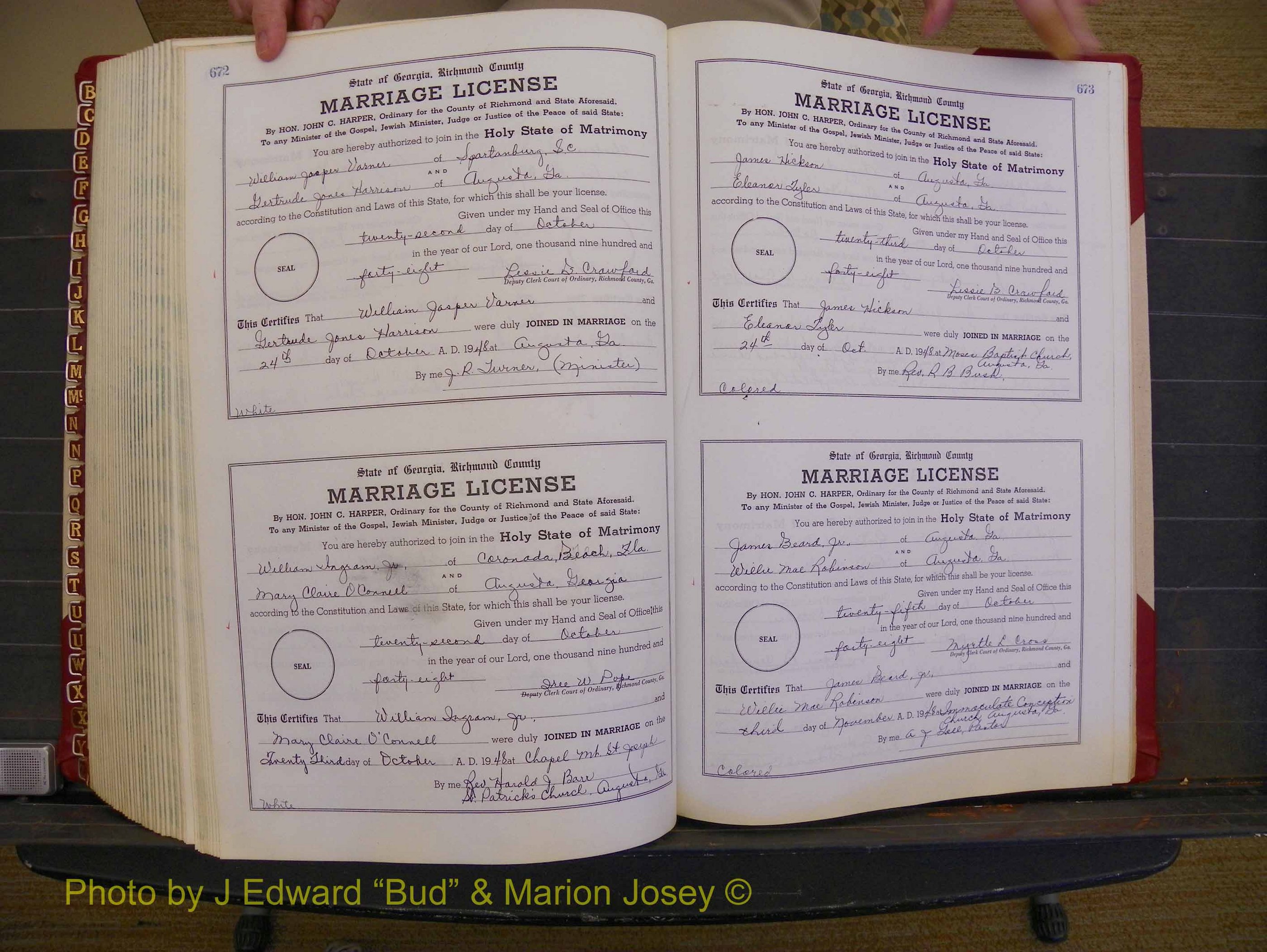 Richmond Marriages, Book XX, 1946-1948 P 672-673.JPG