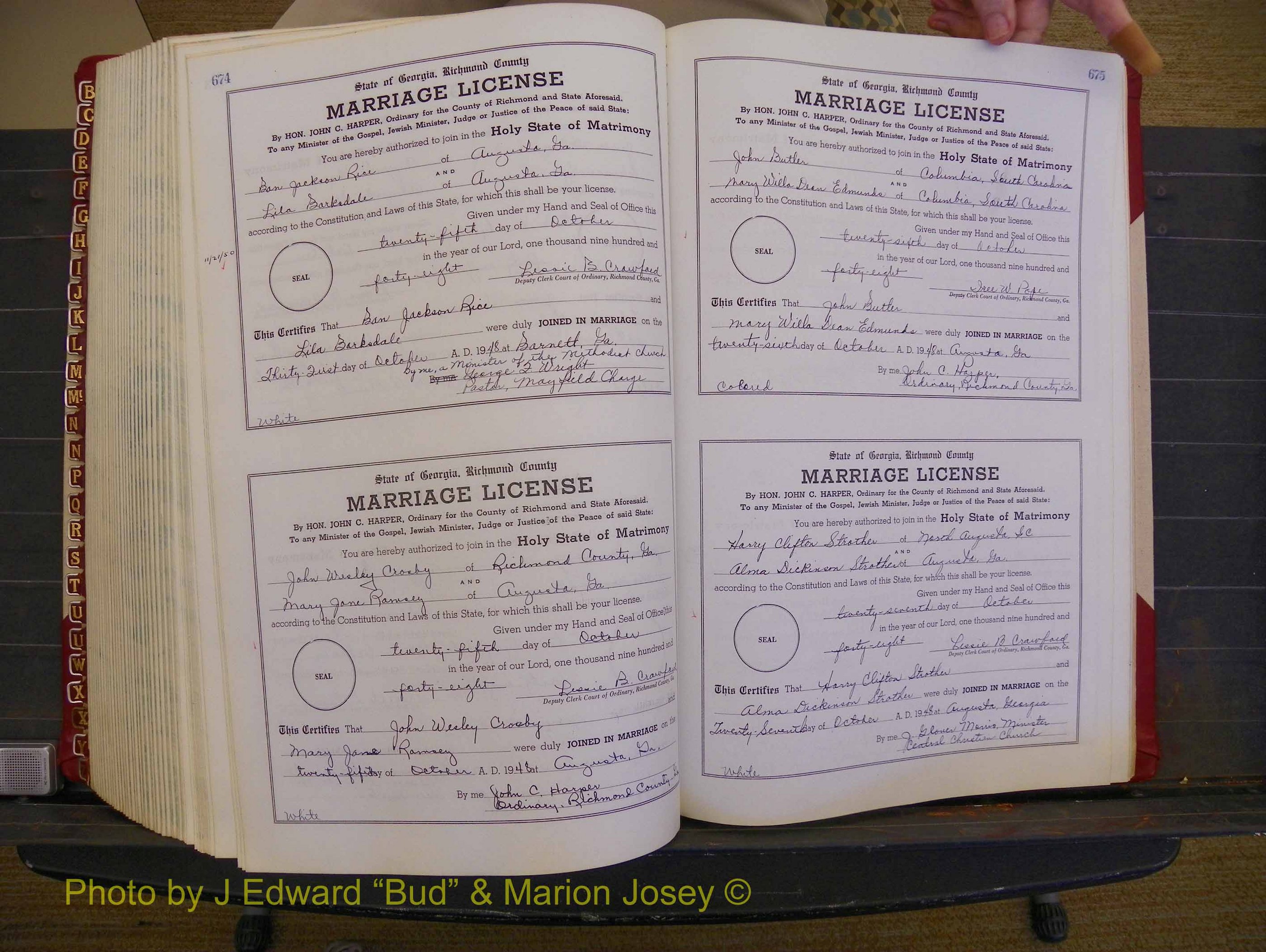 Richmond Marriages, Book XX, 1946-1948 P 674-675.JPG