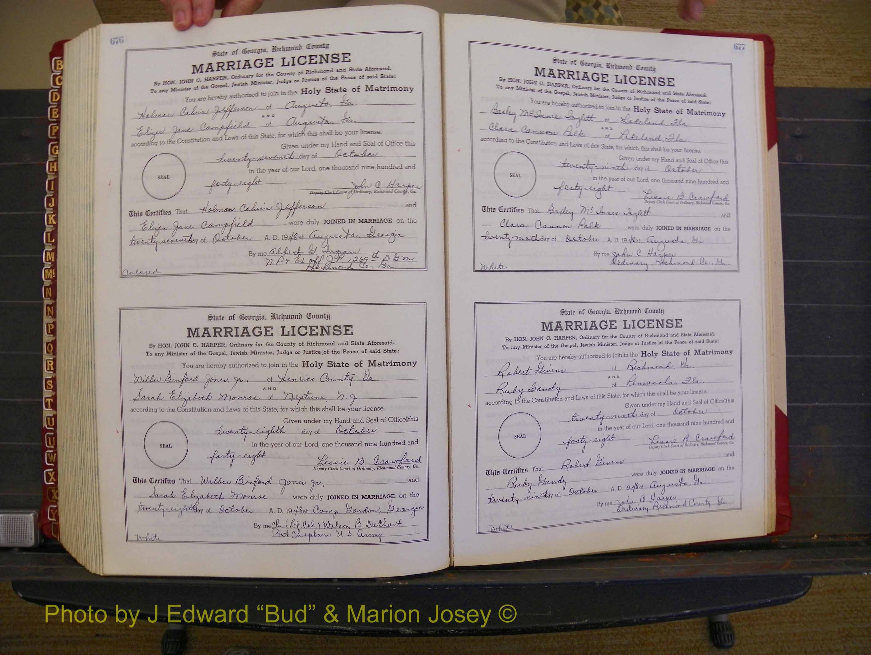 Richmond Marriages, Book XX, 1946-1948 P 676-677.JPG
