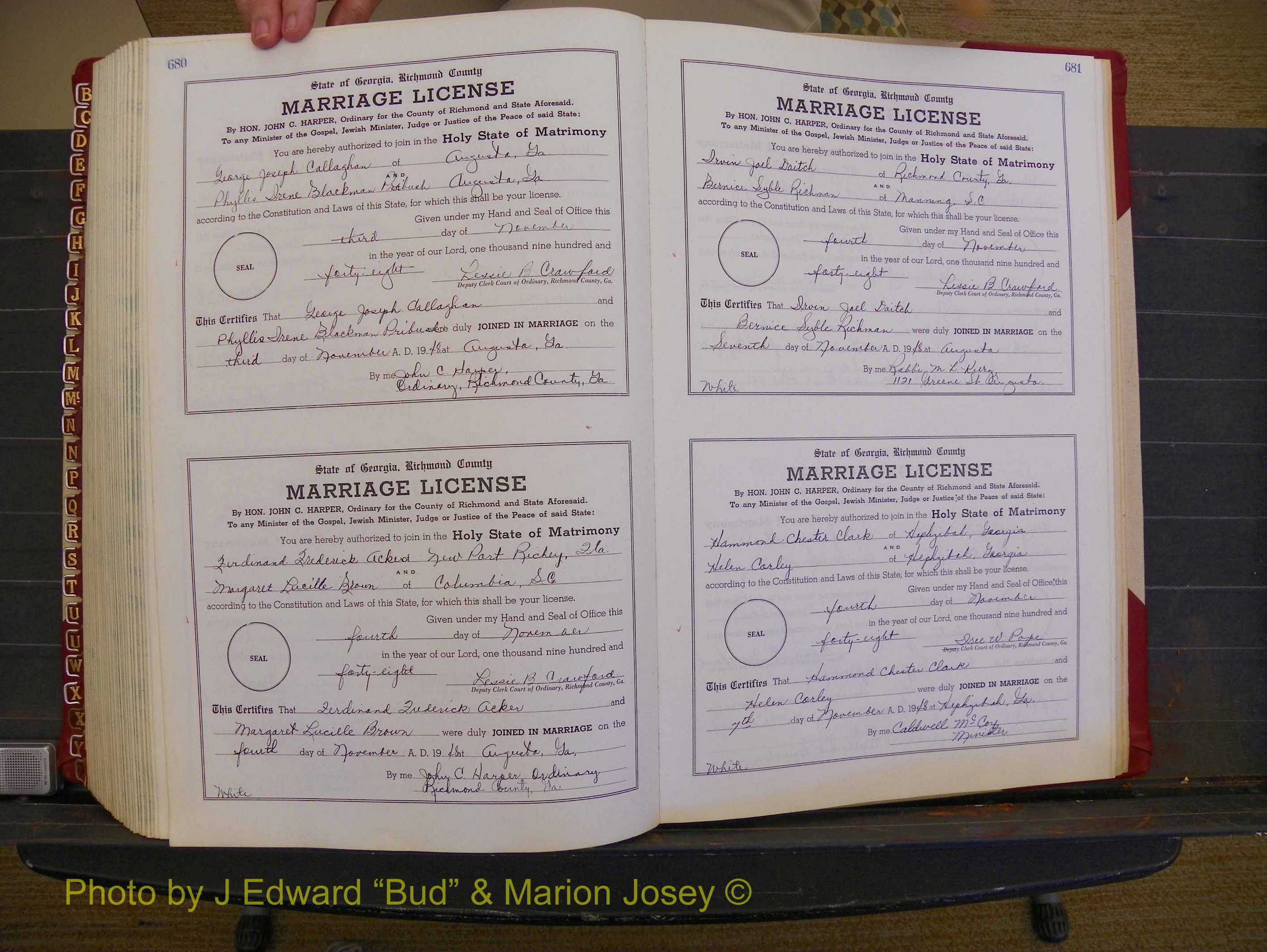 Richmond Marriages, Book XX, 1946-1948 P 680-681.JPG